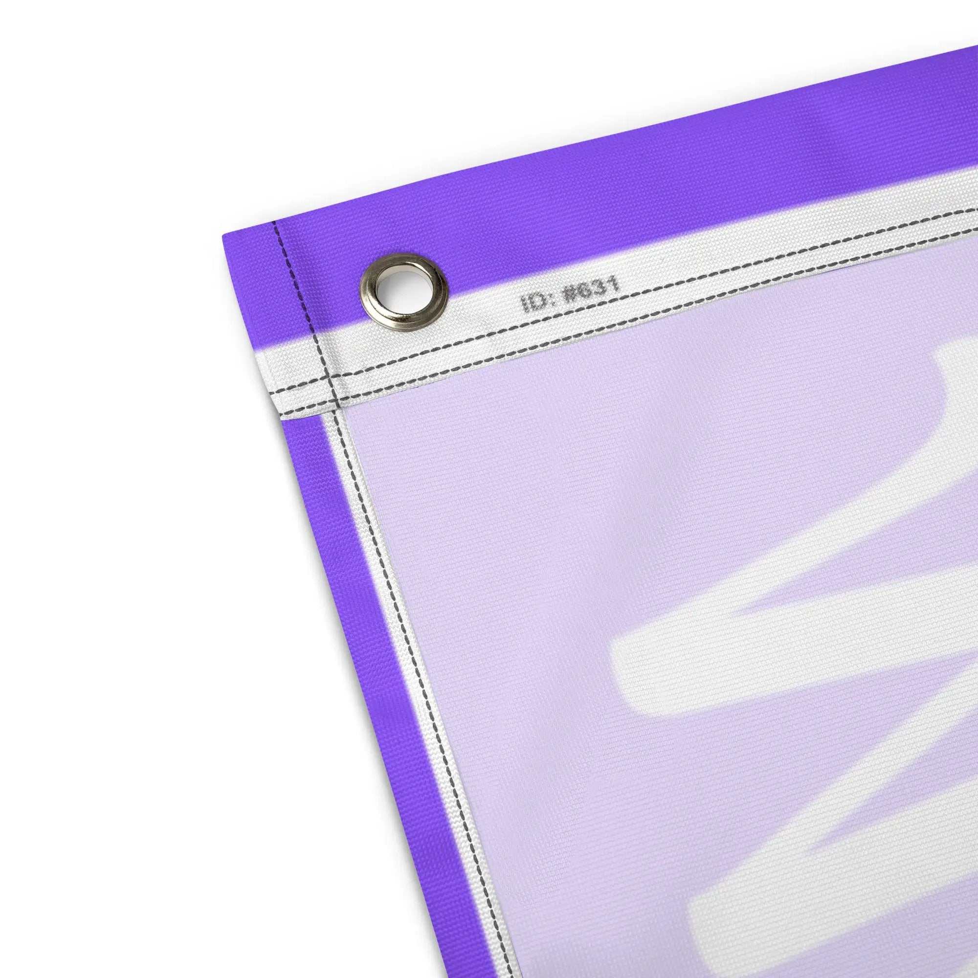 Close up of Alzheimer's Awareness Flag showing metal grommet and purple fabric