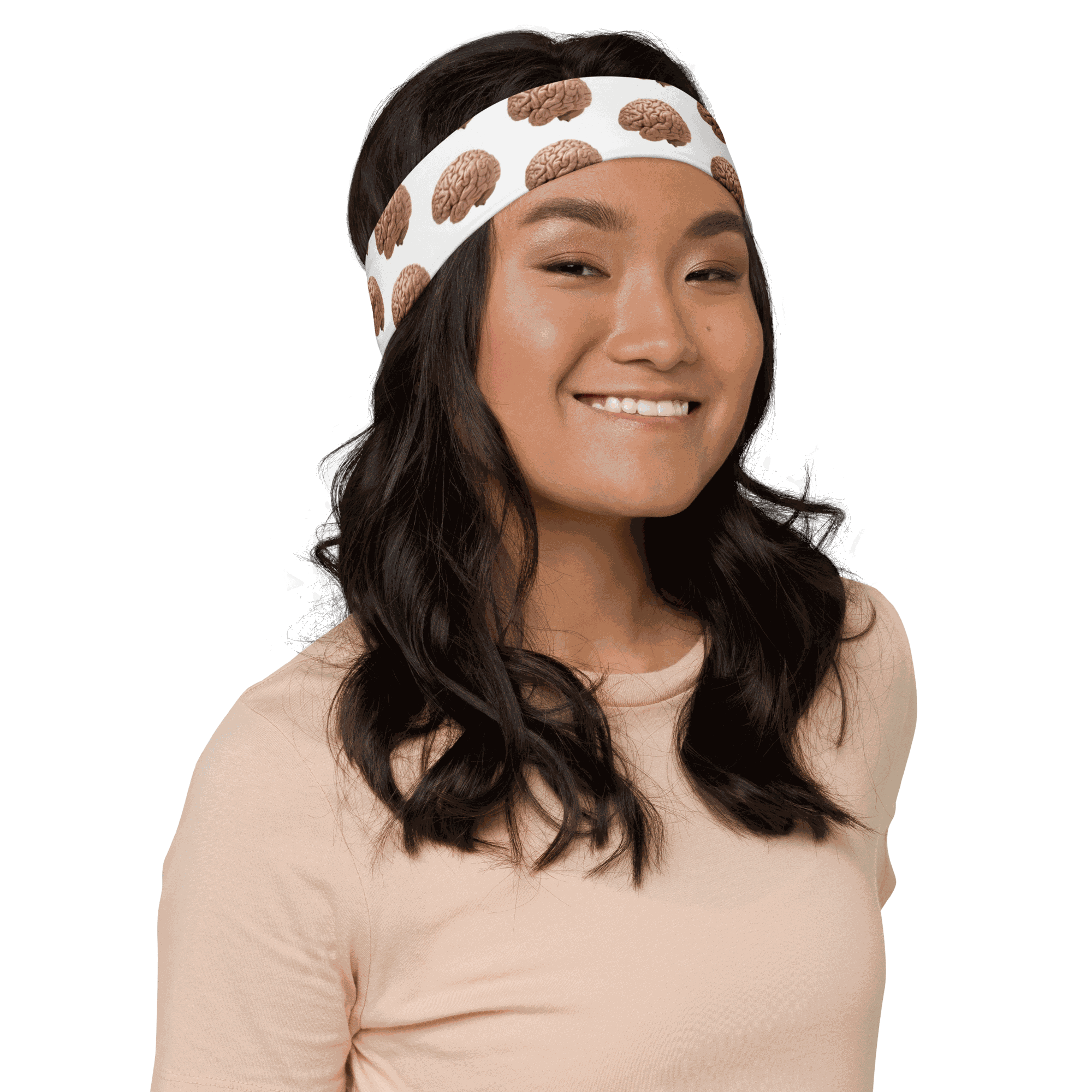 Soft stretch headband with brain images promoting Alzheimer's awareness