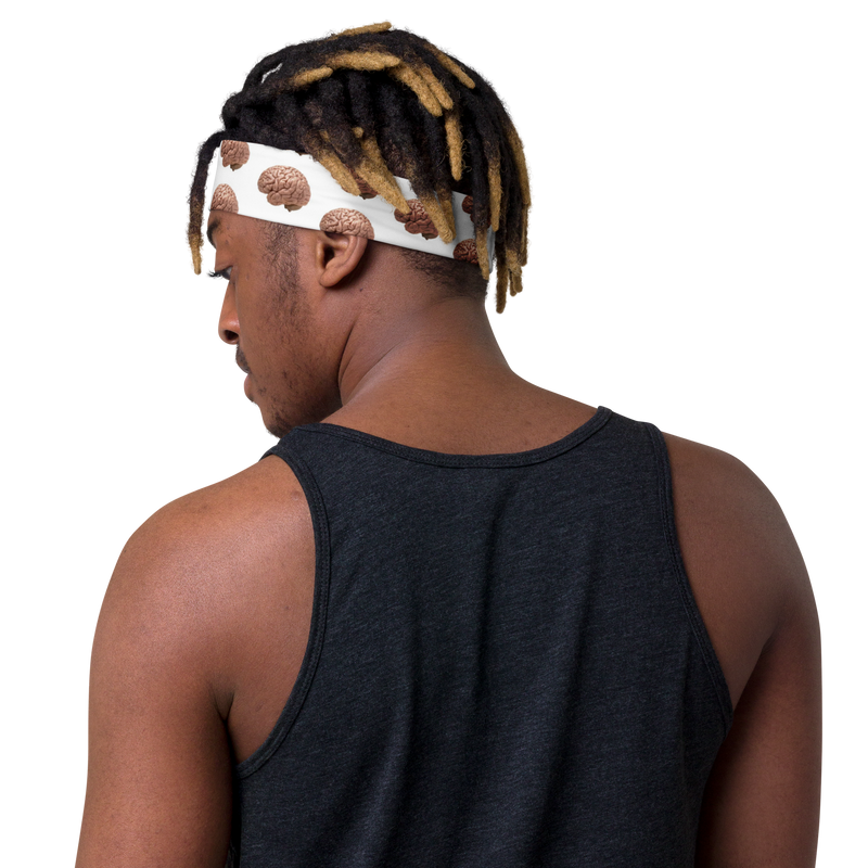 Soft Stretch Headband White With Brain Images-4