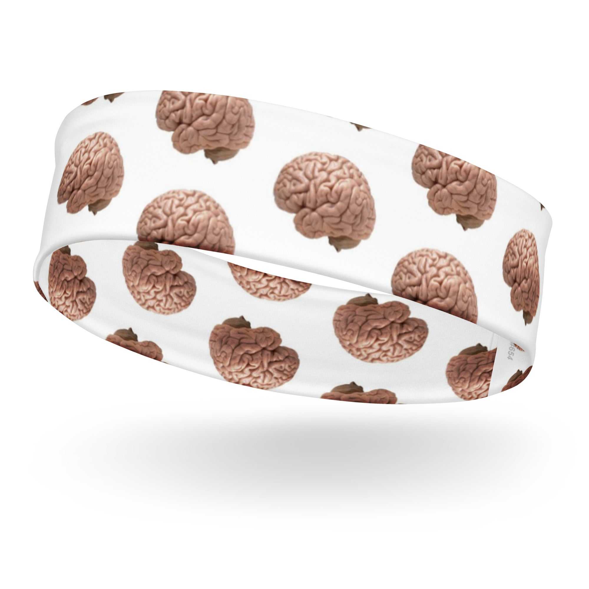 Soft stretch headband with brain images for Alzheimer's awareness, perfect for workouts and casual wear.