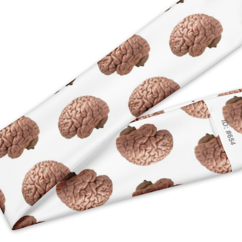 Soft Stretch Headband White With Brain Images-7
