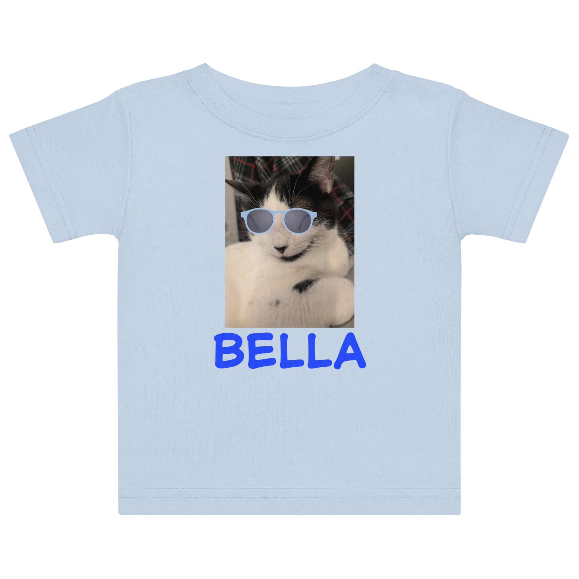 "Bella" Cat with Blue Sunglasses Toddler Short Sleeve Tee