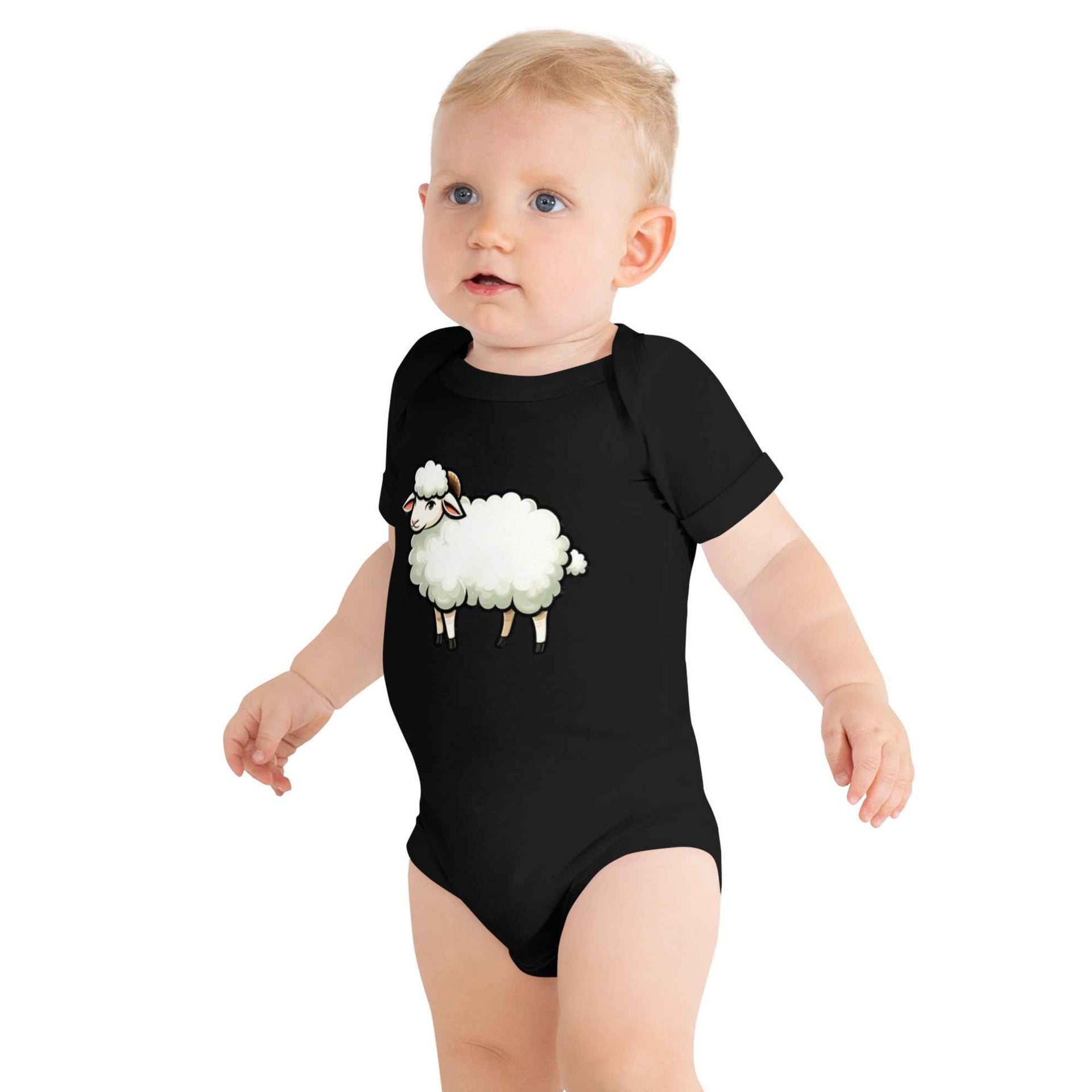 Baby Short Sleeve One Piece Sheep Illustration | Baby Onesie Sheep Illustration by Bella + Canvas - Greg's AZ Store