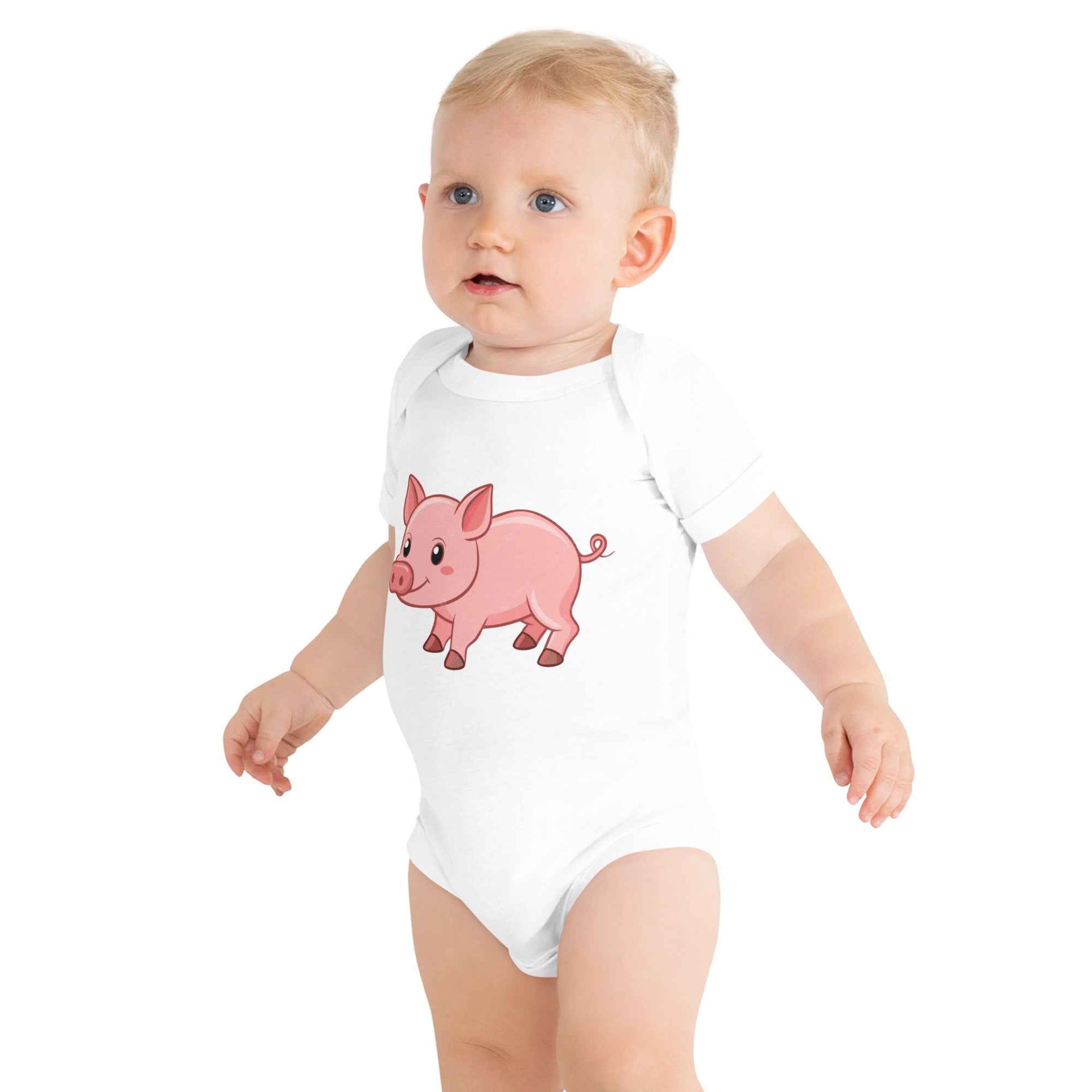 Baby One Piece Pig Illustration Short Sleeve | Bella + Canvas - Greg's AZ Store