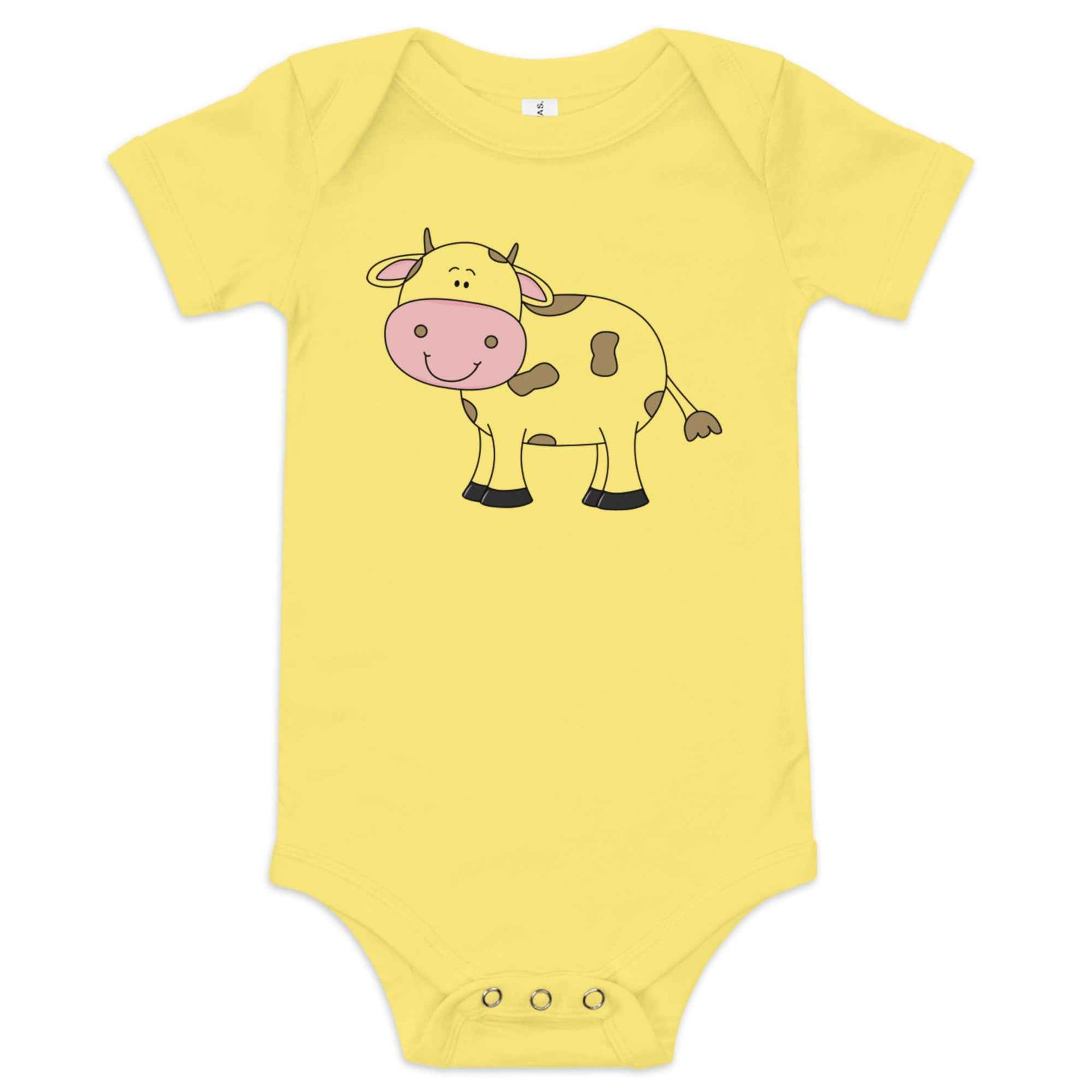 Baby Onesie Cow Illustration Short Sleeve | Bella + Canvas - Greg's AZ Store