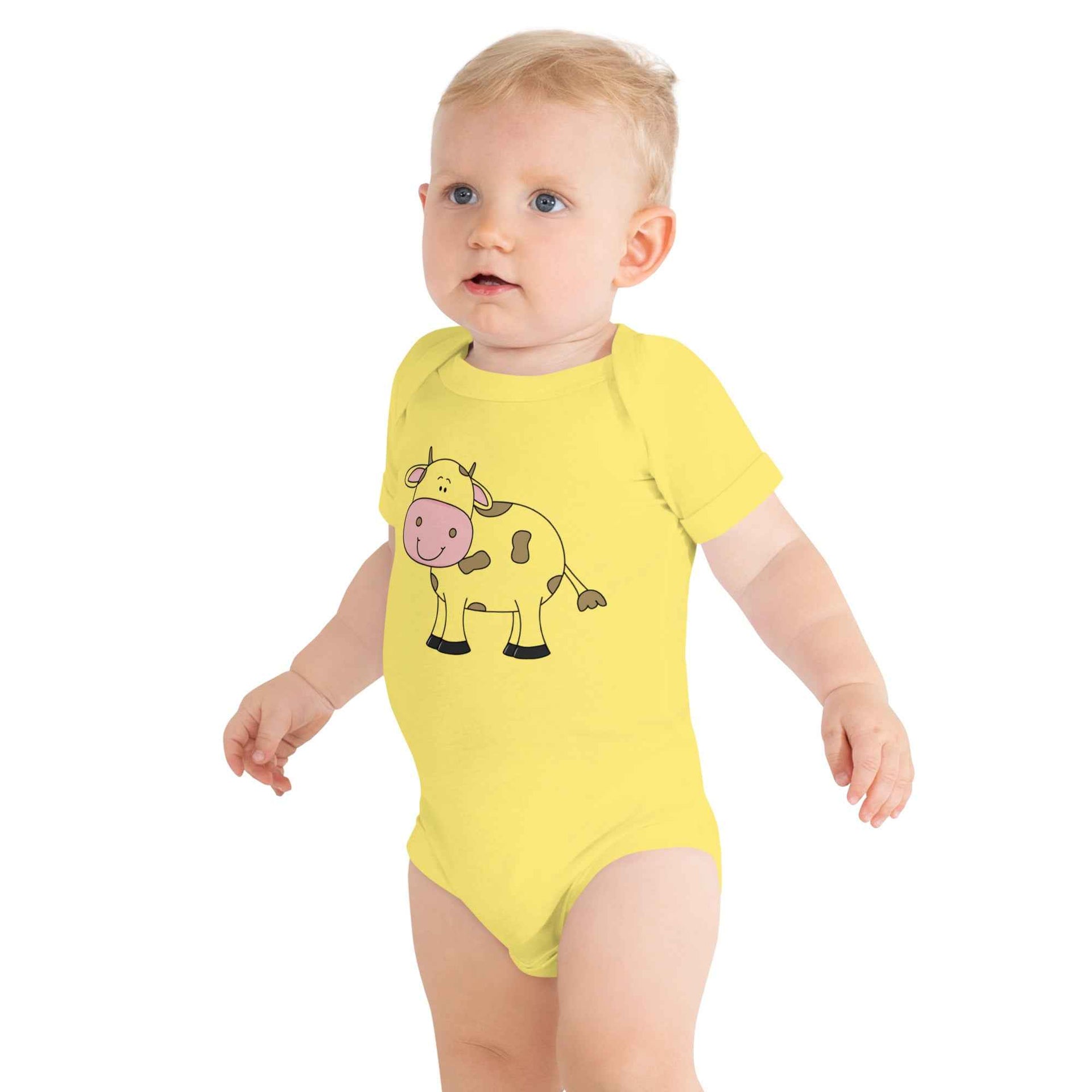 Baby Onesie Cow Illustration Short Sleeve | Bella + Canvas - Greg's AZ Store