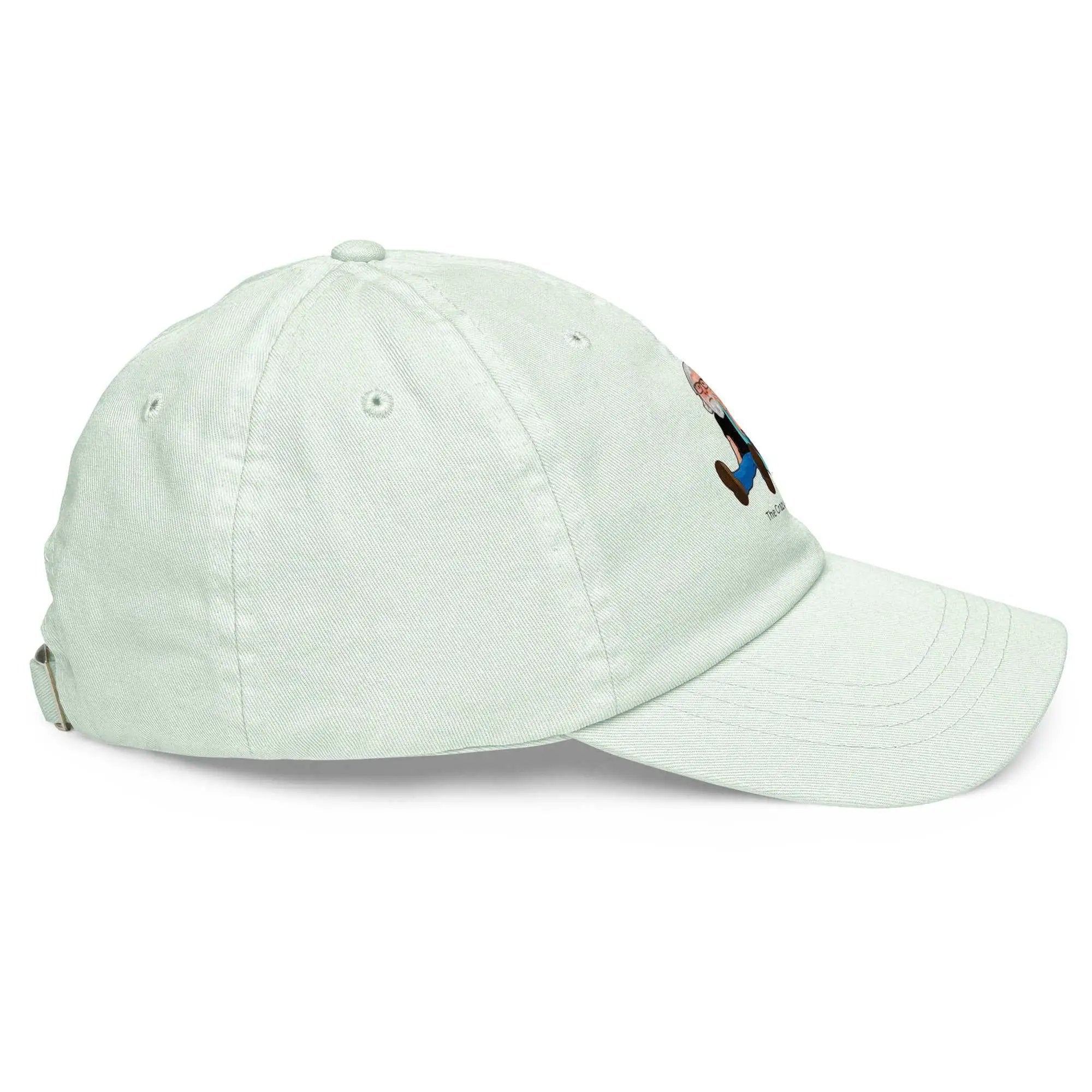 Pastel-colored Beechfield low profile baseball hat with Alzheimer's awareness ribbon and logo, casual and supportive headwear.