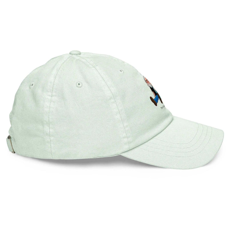 Pastel-colored Beechfield low profile baseball hat with Alzheimer's awareness ribbon and logo, casual and supportive headwear.