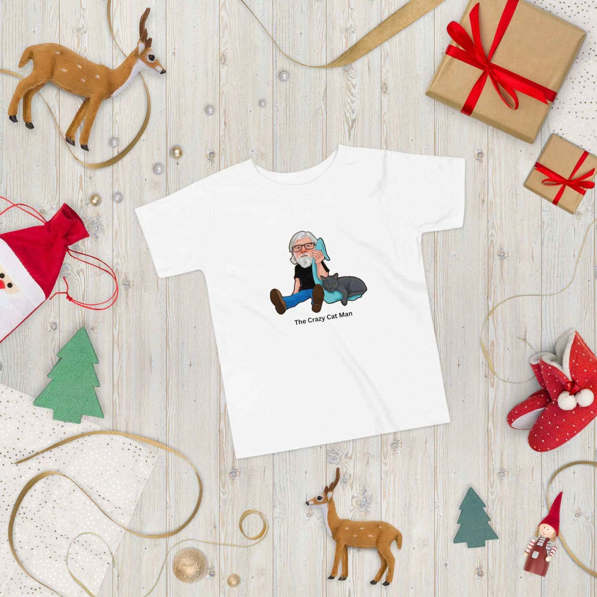 Toddler Bella + Canvas short-sleeve T-shirt featuring Cat Man signature Alzheimer's Awareness logo, designed for young children.