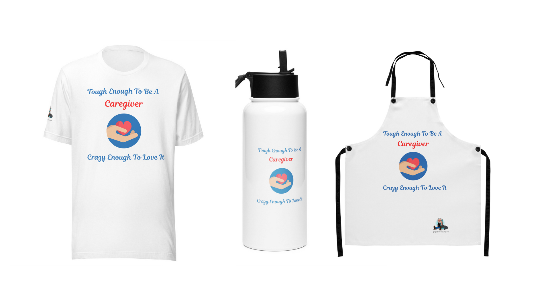 Caregiver bundle t-shirt water bottle apron