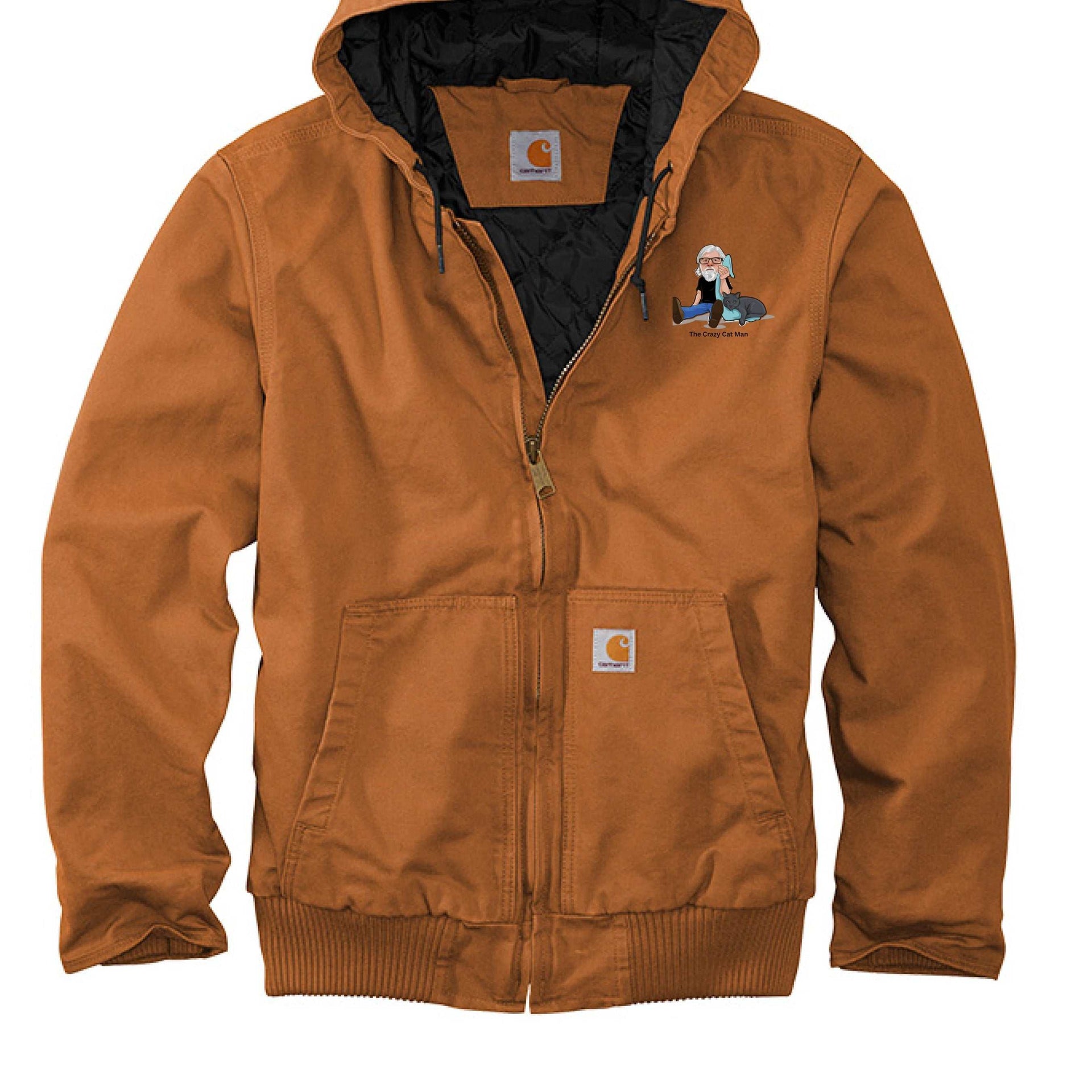 Carhartt women's washed duck active jacket with Crazy Cat Man logo for Alzheimer's awareness