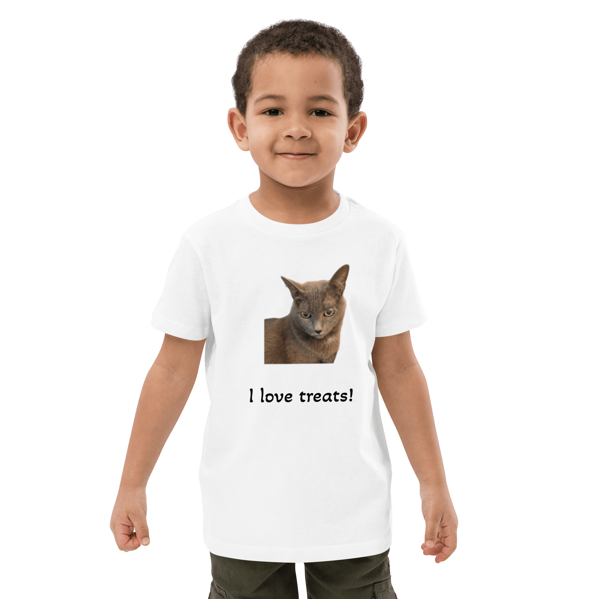 Cat Image Organic Cotton Kids T-Shirt I Love Treats - Perfect Cat Organic Cotton Kids T-Shirt - Greg's AZ Store