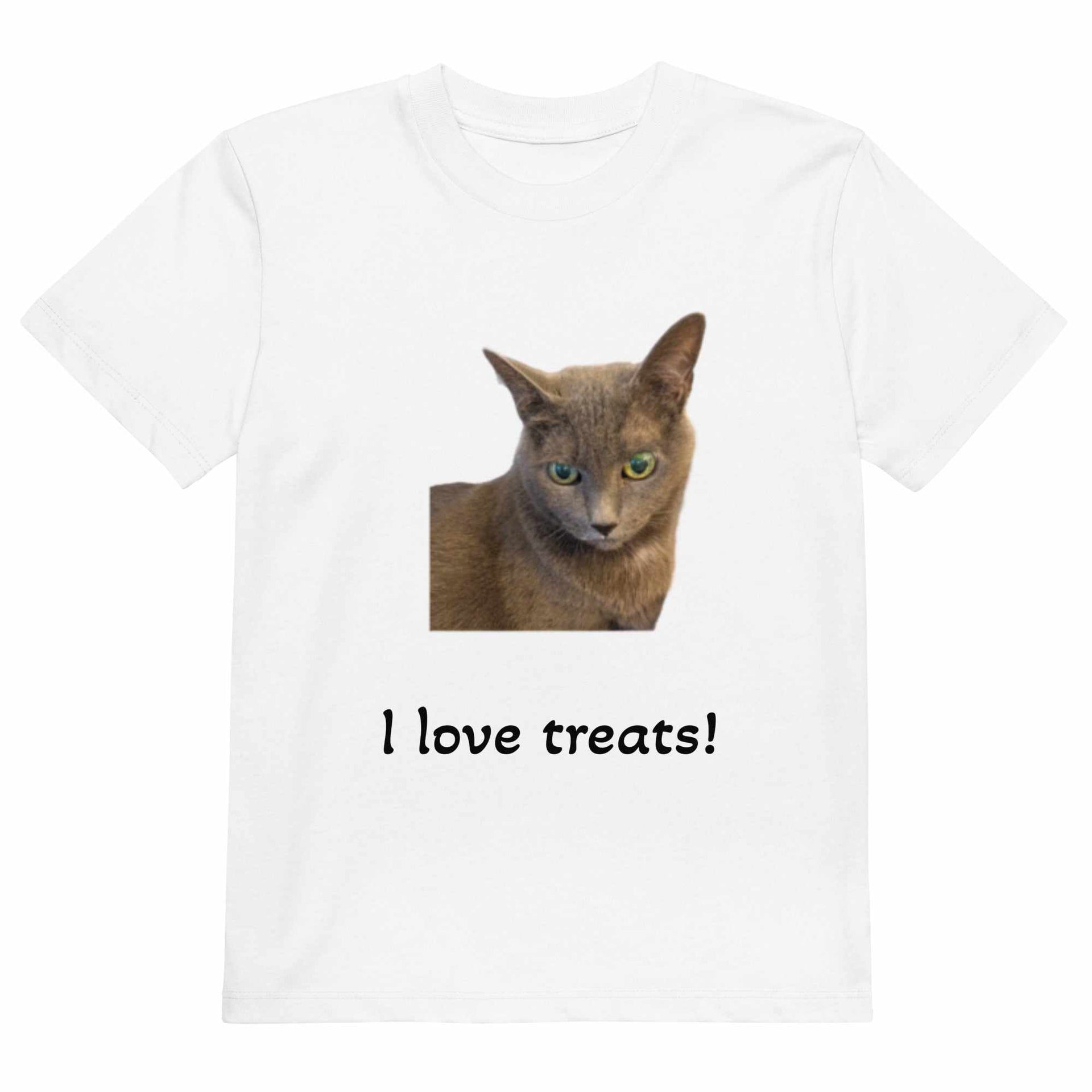 Cat Image Organic Cotton Kids T-Shirt I Love Treats - Perfect Cat Organic Cotton Kids T-Shirt - Greg's AZ Store