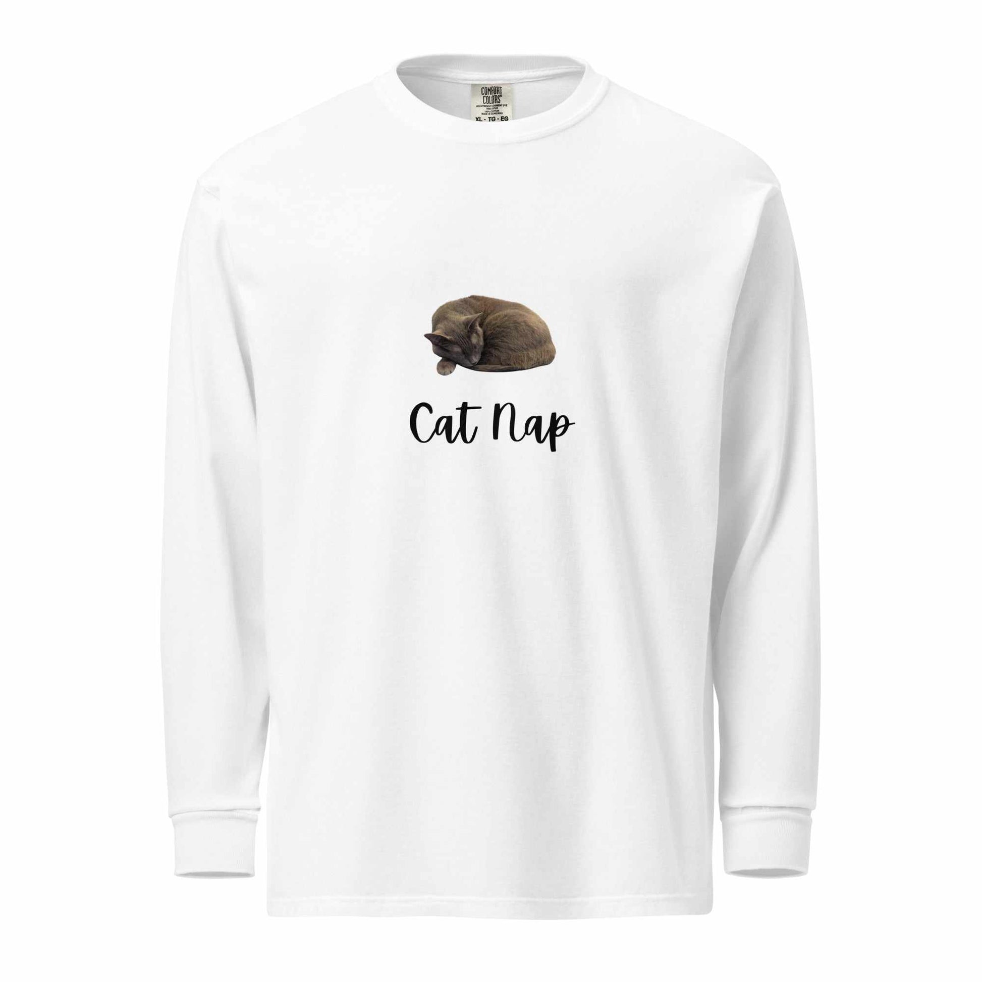 Cat Shirt Garment-Dyed Heavyweight Long-Sleeve | Cat Nap Graphic - Greg's AZ Store