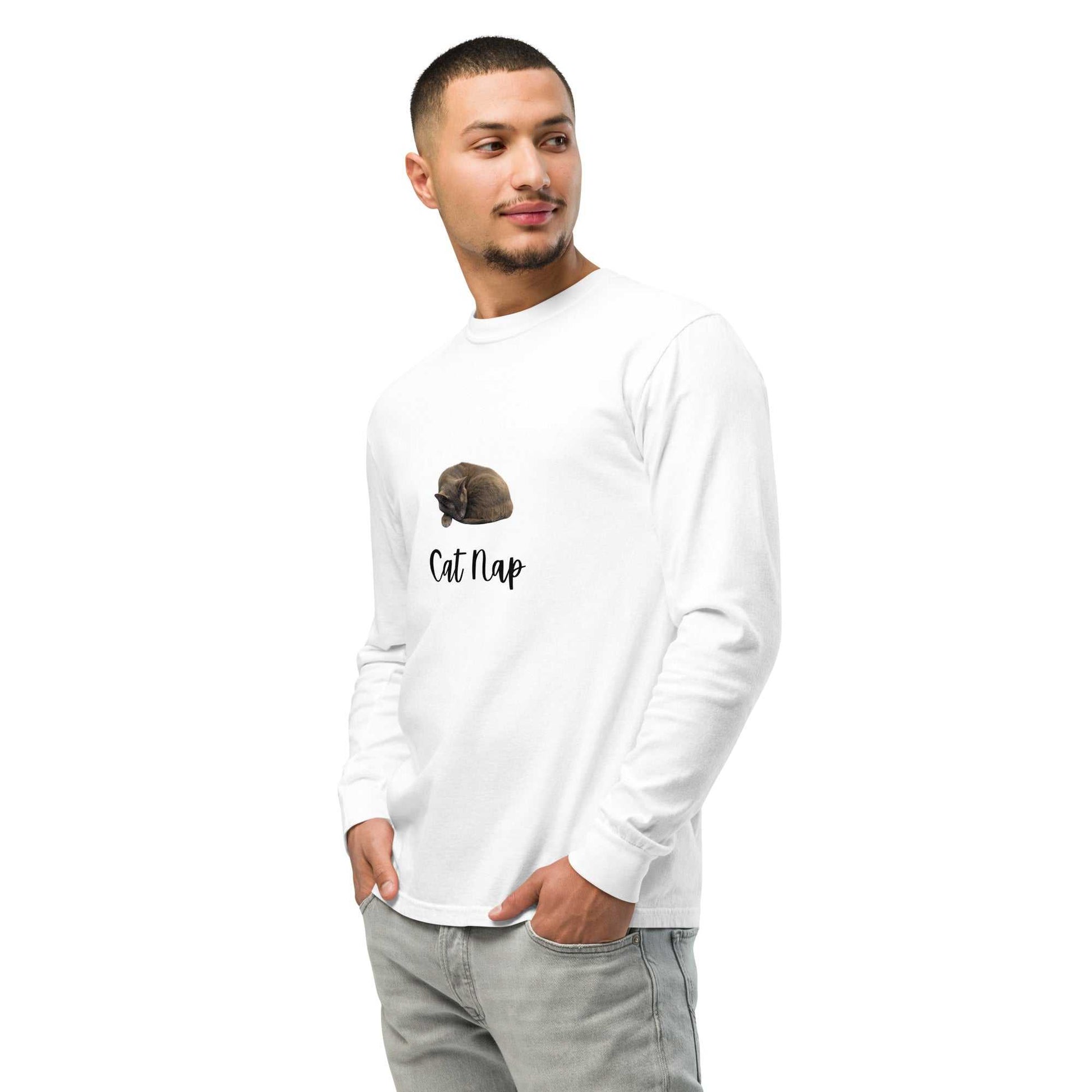 Cat Shirt Garment-Dyed Heavyweight Long-Sleeve | Cat Nap Graphic - Greg's AZ Store