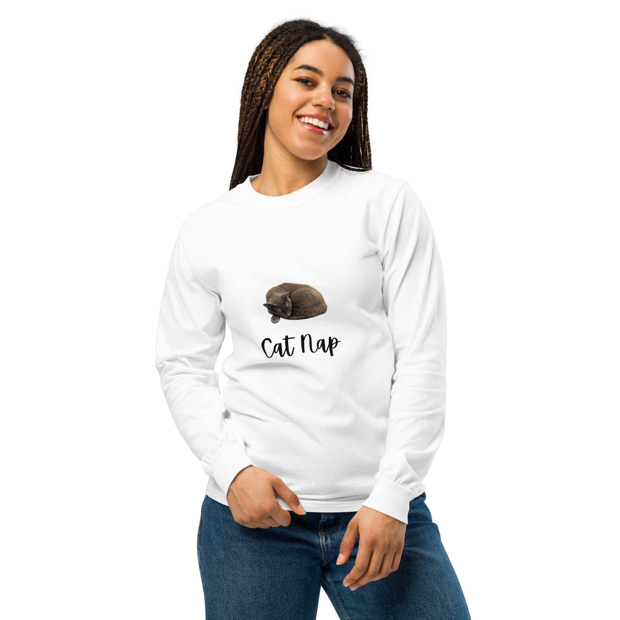 Cat Shirt Garment-Dyed Heavyweight Long-Sleeve | Cat Nap Graphic - Greg's AZ Store