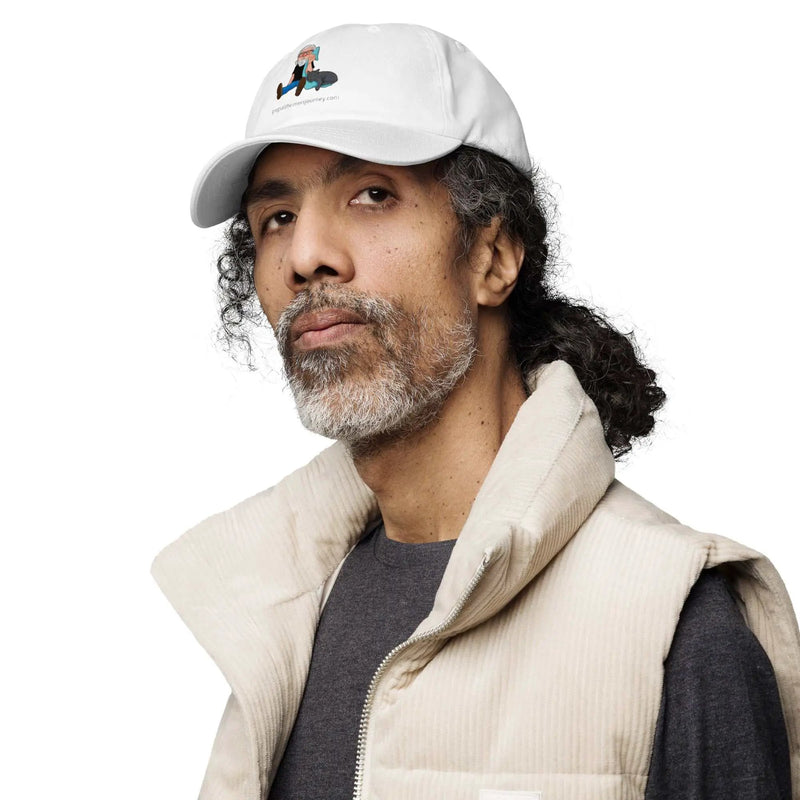 Embroidery of The Cat Man Signature Classic Ball Cap with Crazy Cat Man logo in bold on a stylish baseball cap.