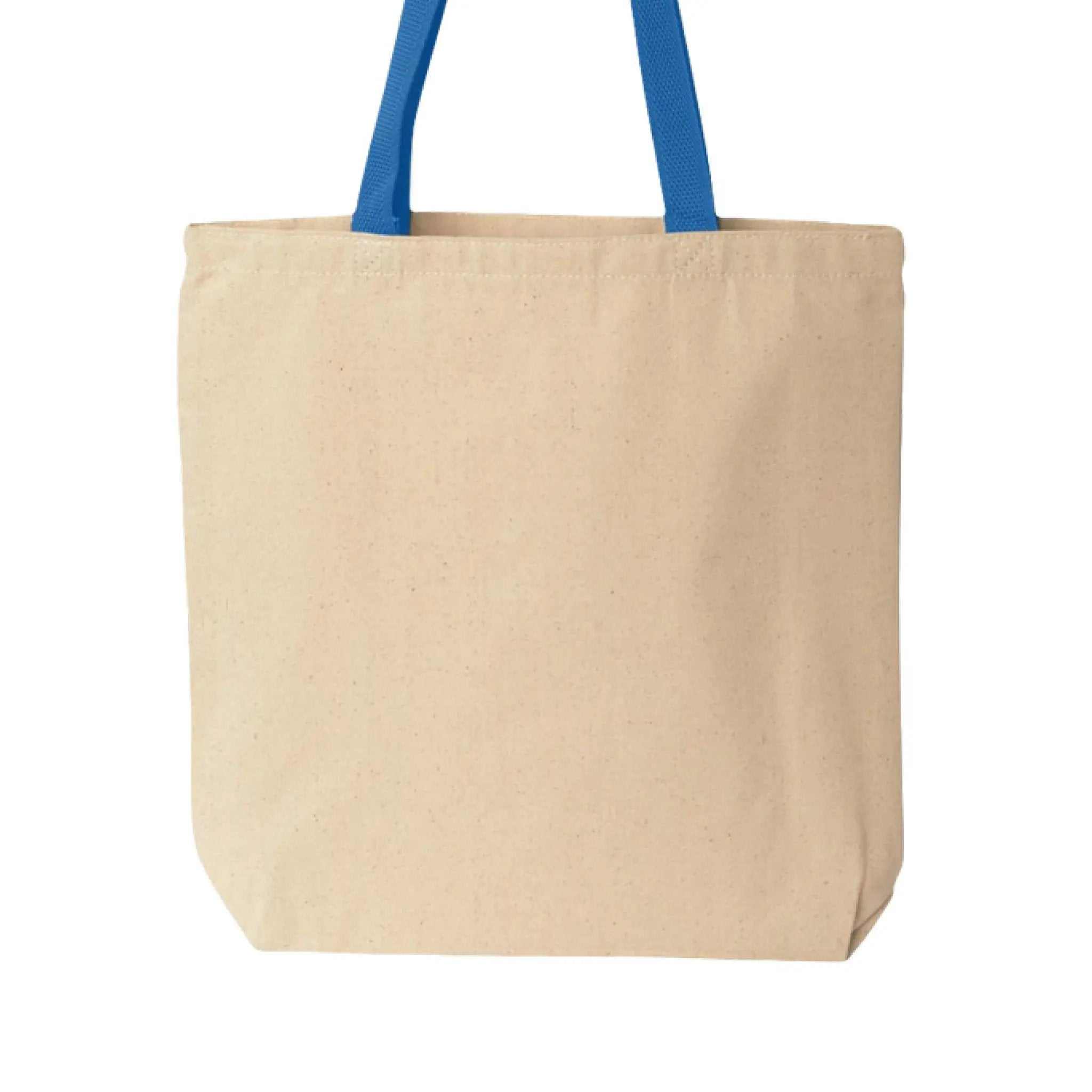 Cotton canvas tote bag with blue handles
