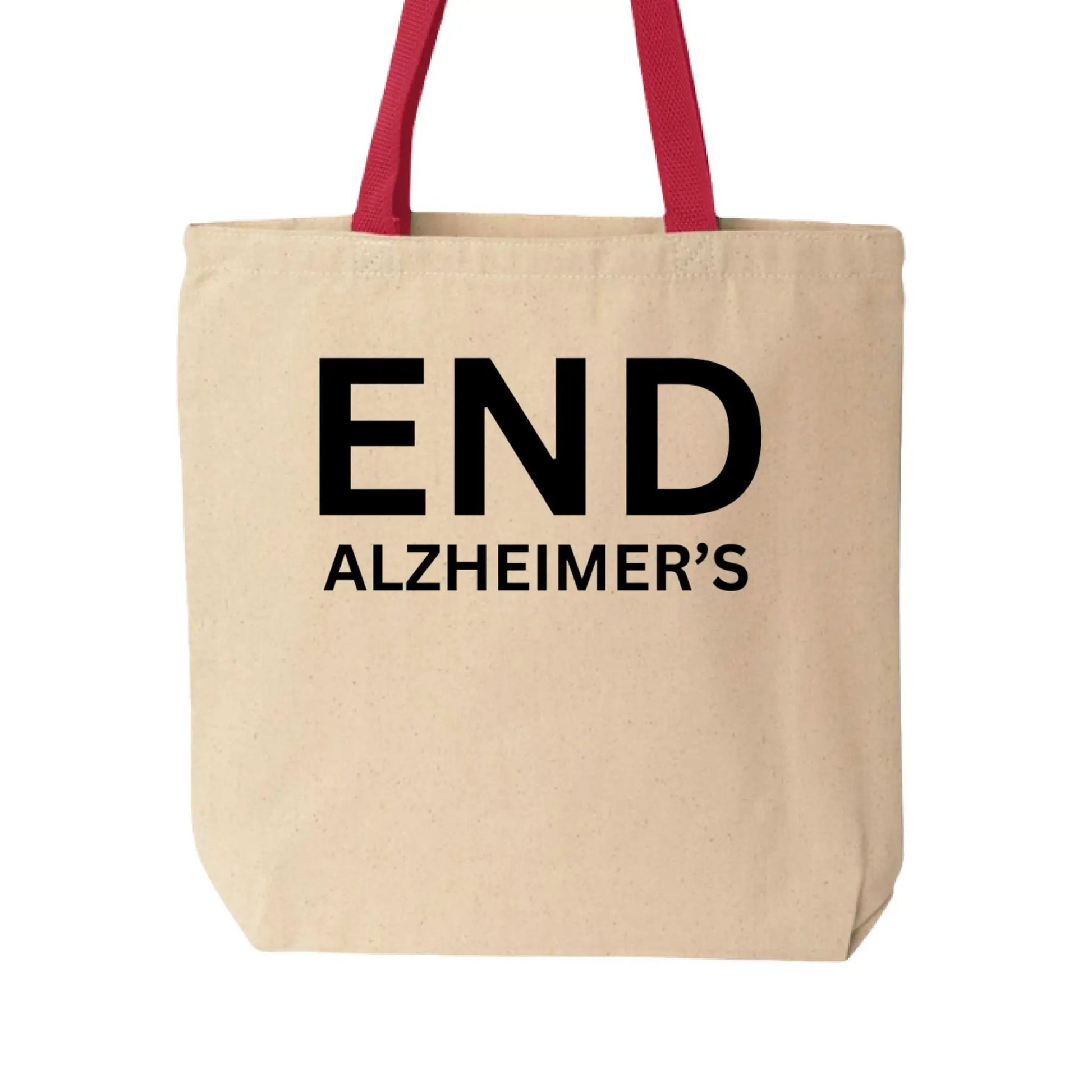 Cotton canvas tote bag for Alzheimer's awareness by Greg's AZ Store, natural red design, sturdy and eco-friendly, one size