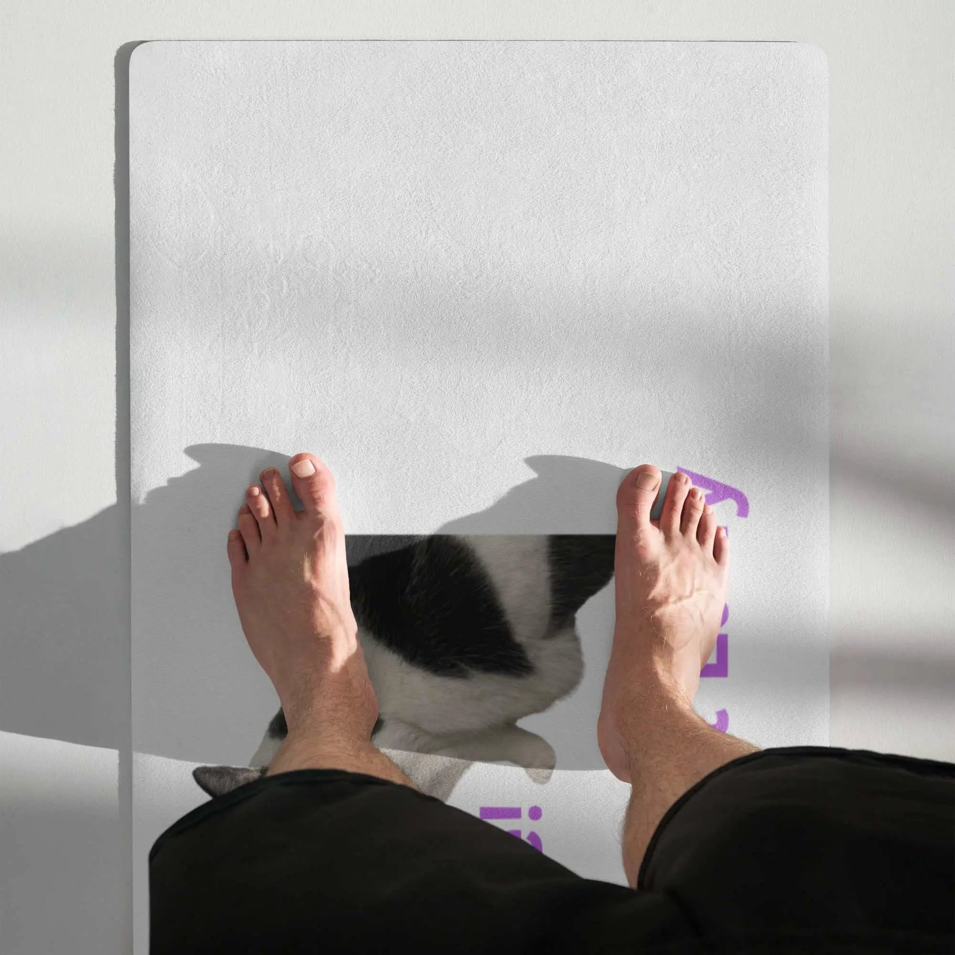 Crazy Cat Lady yoga mat with anti-slip microsuede surface for comfort, featuring playful cat designs, sublimation print, by Greg's AZ Store
