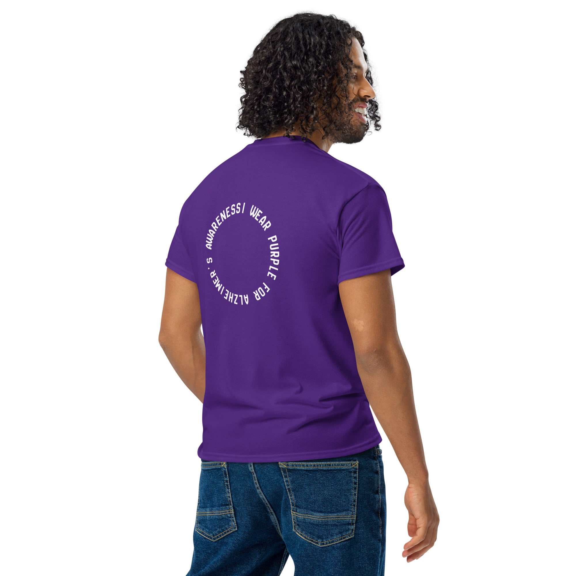 DryBlend® T-Shirt Purple "I WEAR PURPLE FOR ALZHEIMER'S AWARENESS"