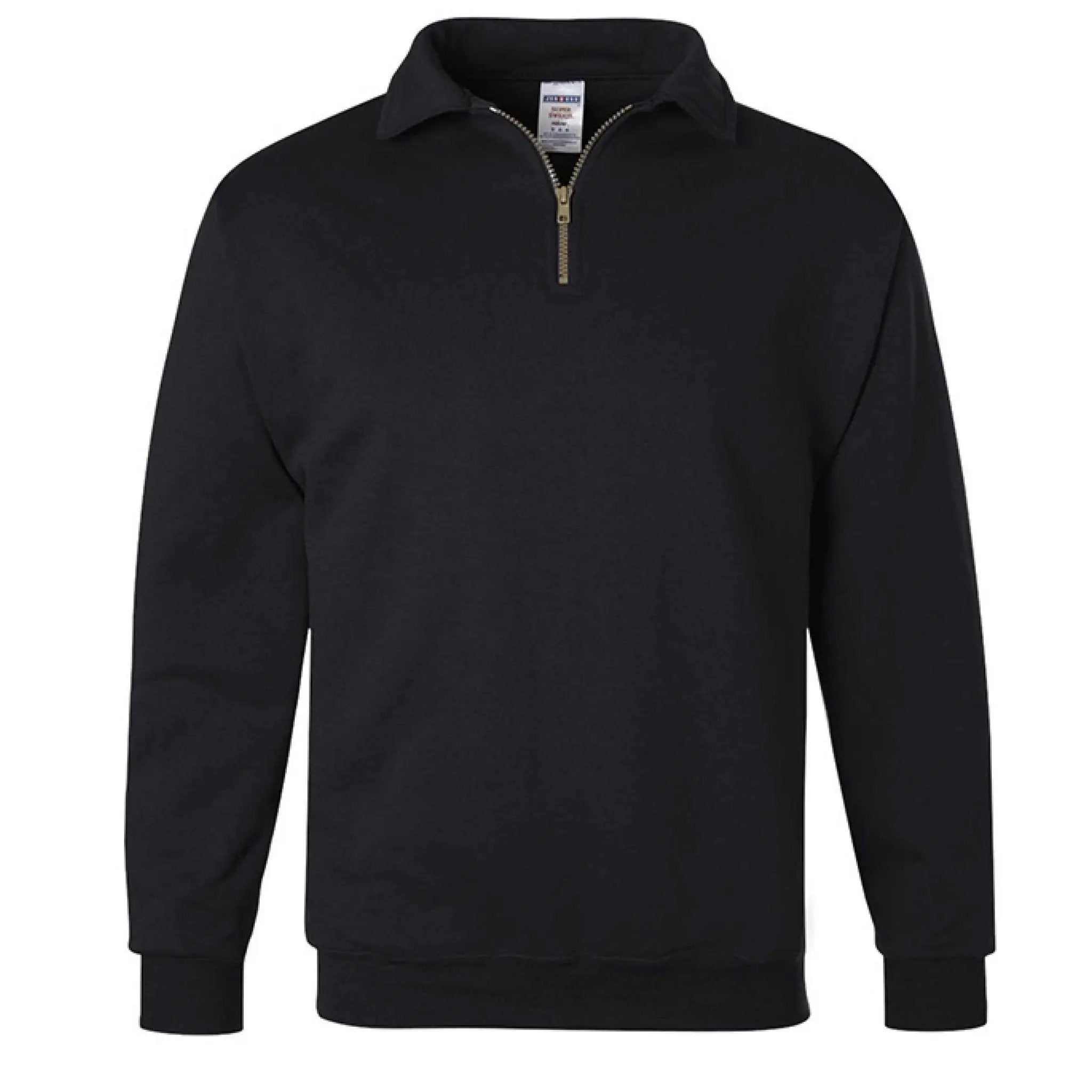 Black Greg's AZ Store quarter-zip fleece pullover with a high collar and long sleeves, ideal for casual wear and warmth.
