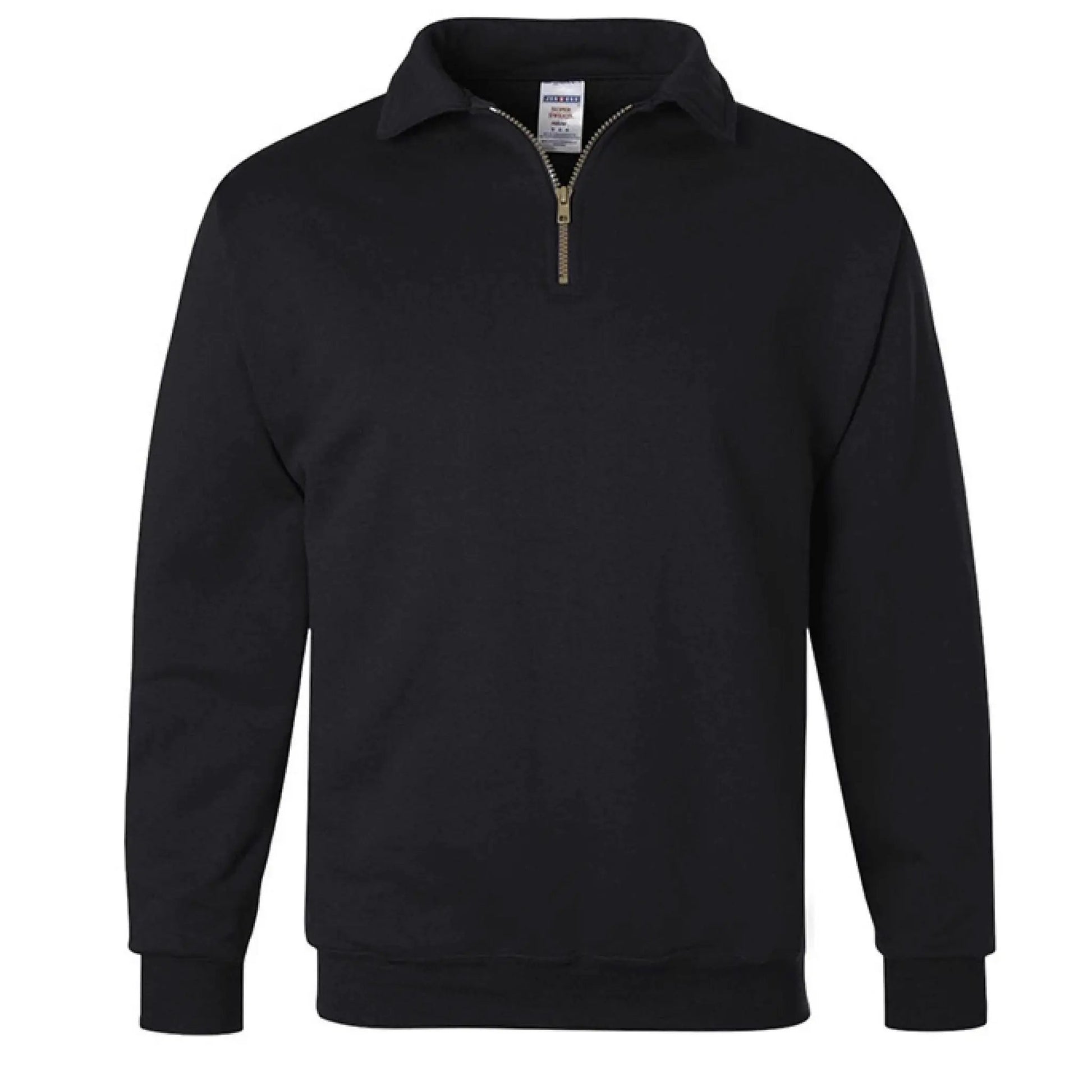 Black Greg's AZ Store quarter-zip fleece pullover with a high collar and long sleeves, ideal for casual wear and warmth.