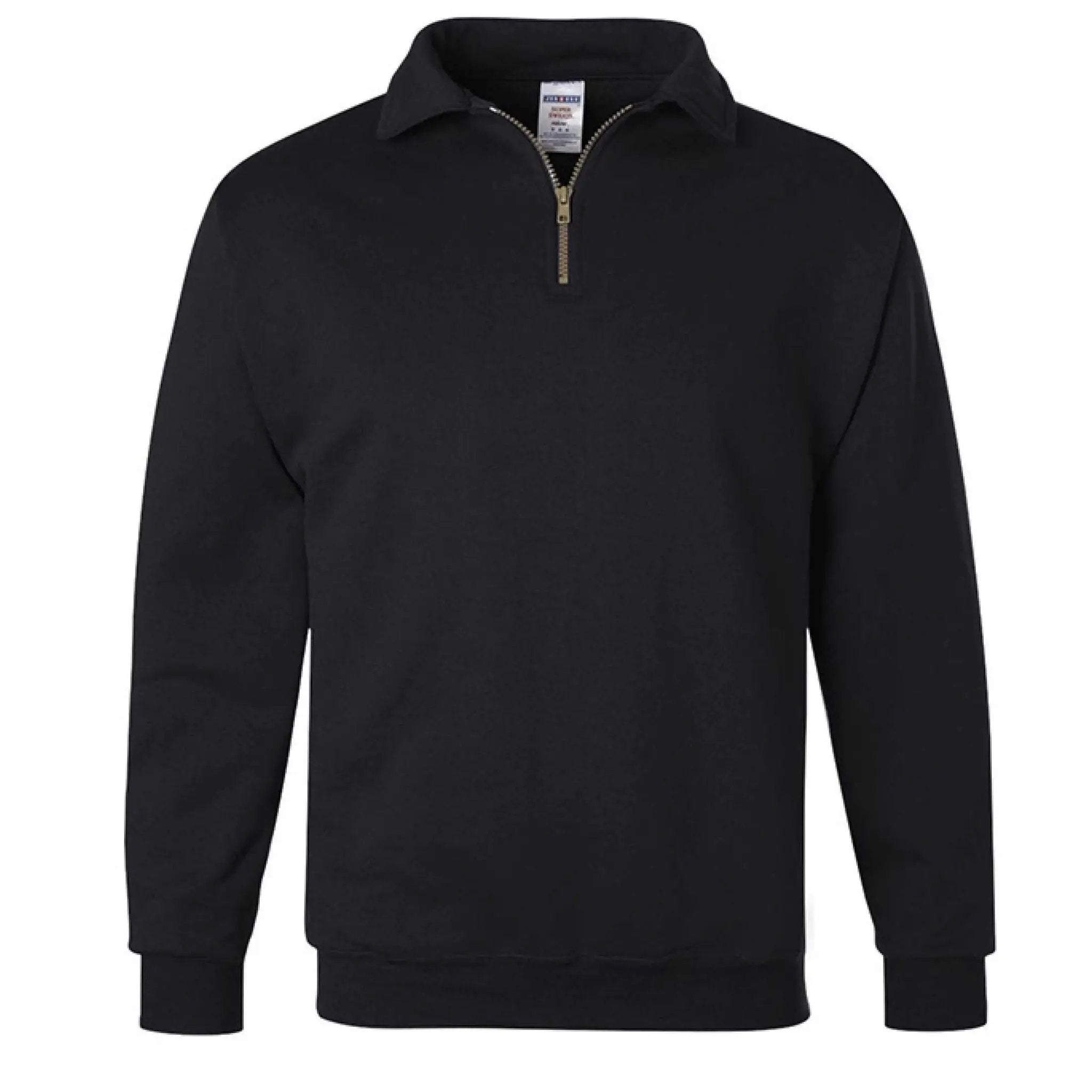 Black Greg's AZ Store quarter-zip fleece pullover with a high collar and long sleeves, ideal for casual wear and warmth.