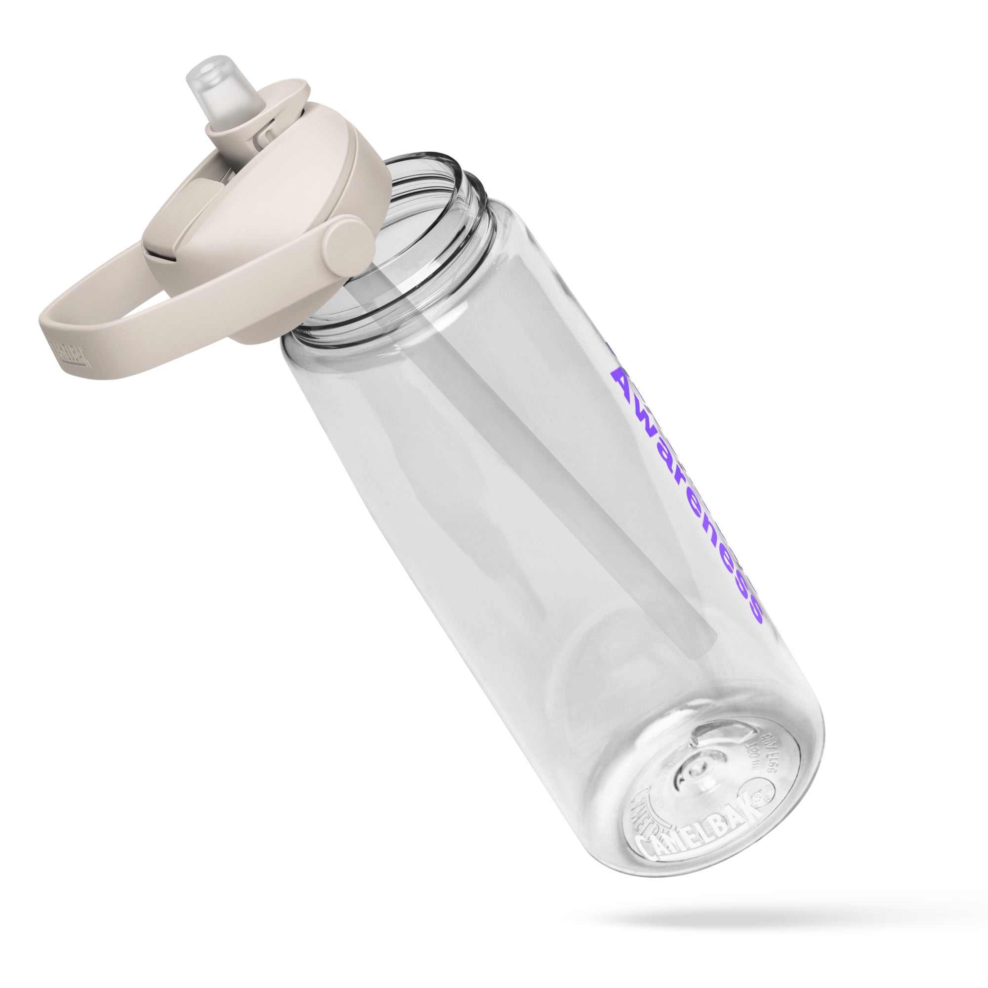 CamelBak flip straw water bottle with Alzheimer's awareness branding