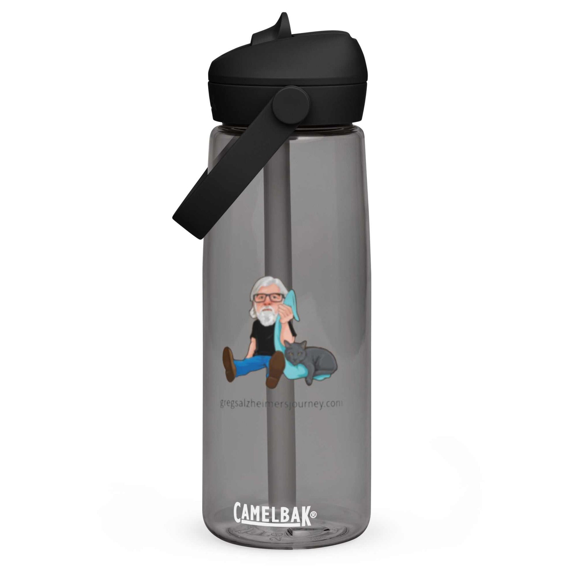 Crazy Cat Man Signature Flip Straw Water Bottle with leak-proof cover and eco-friendly design