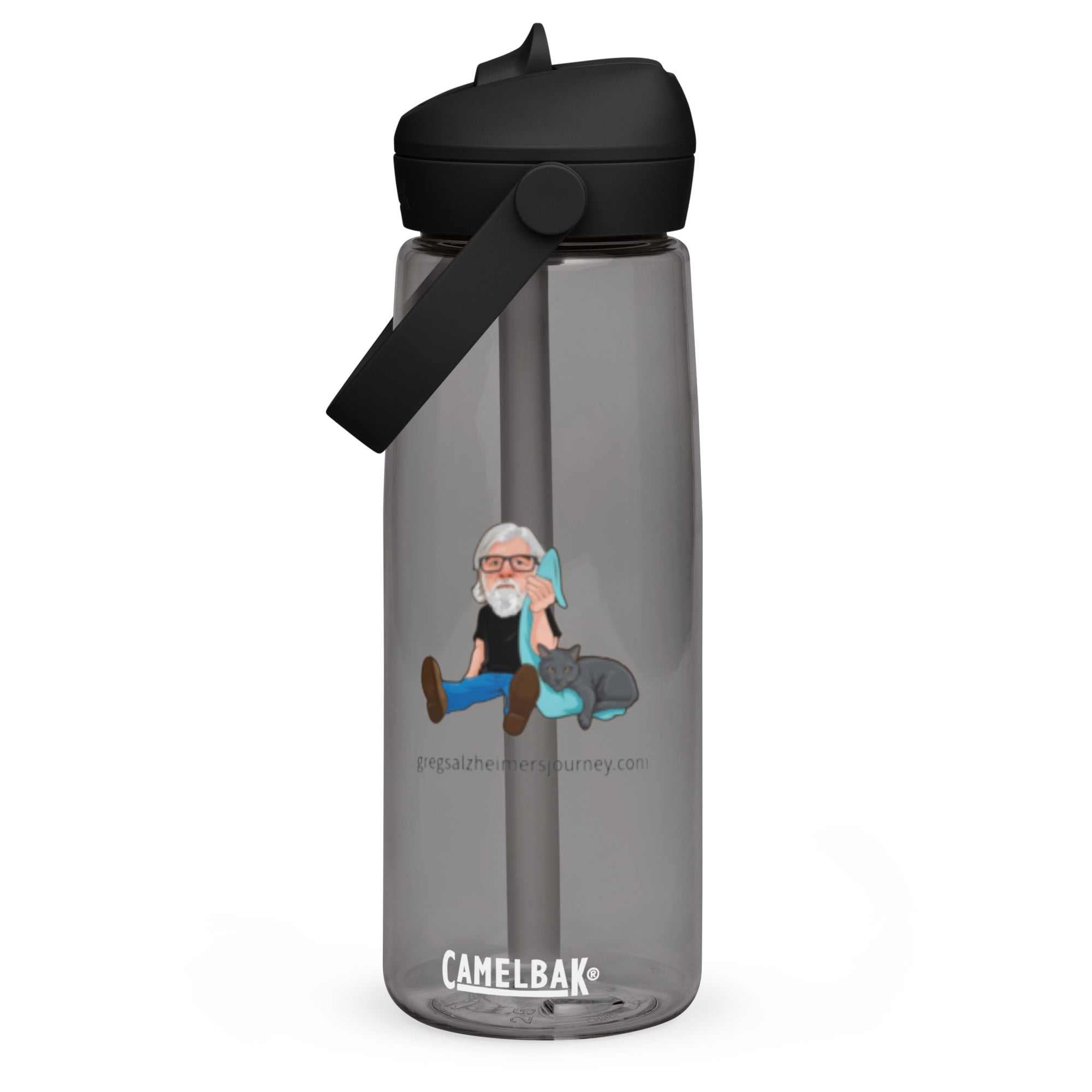 Crazy Cat Man Signature Flip Straw Water Bottle with leak-proof cover and eco-friendly design