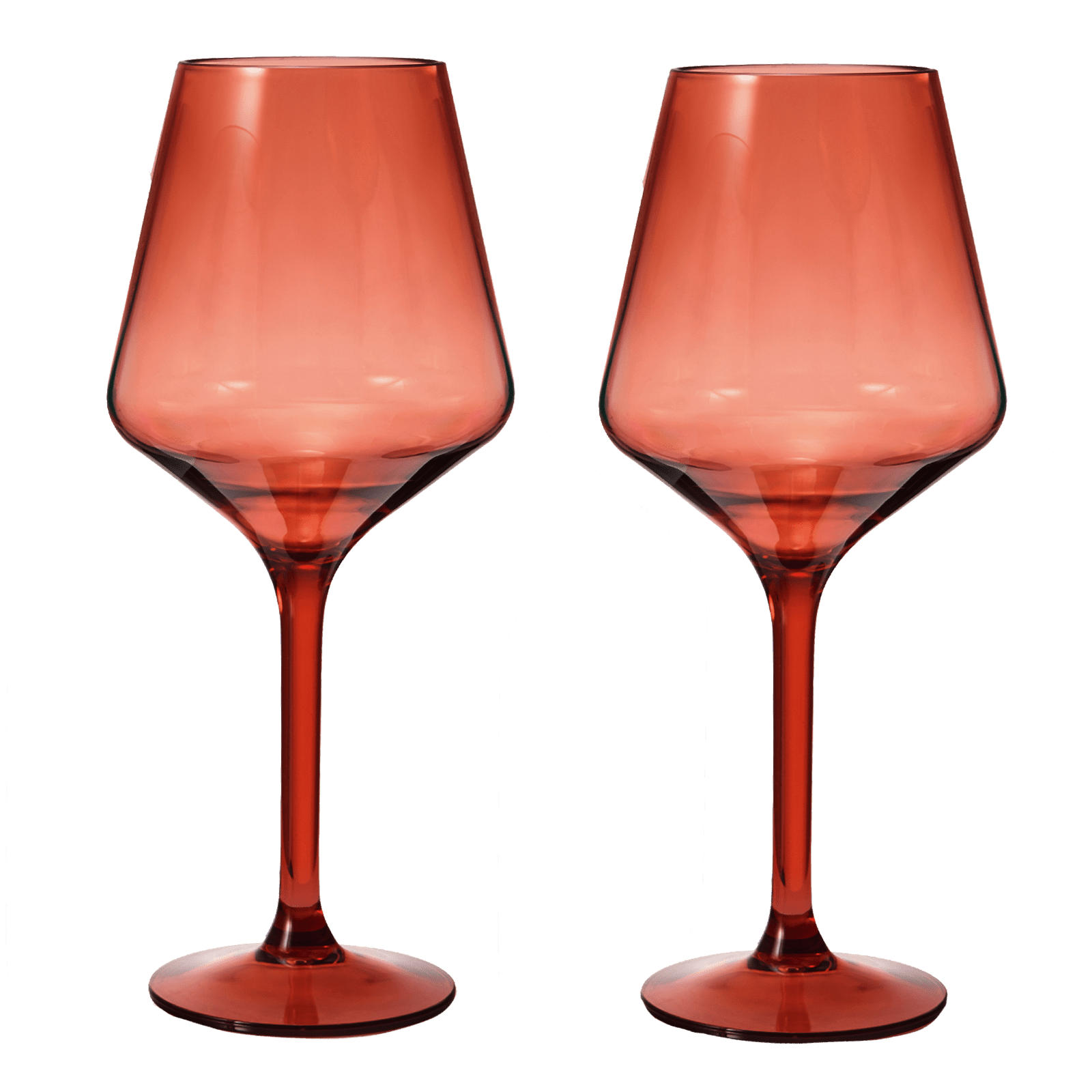 Set of 2 muted red floating wine glasses, shatterproof 15 oz acrylic, perfect for poolside and outdoor use