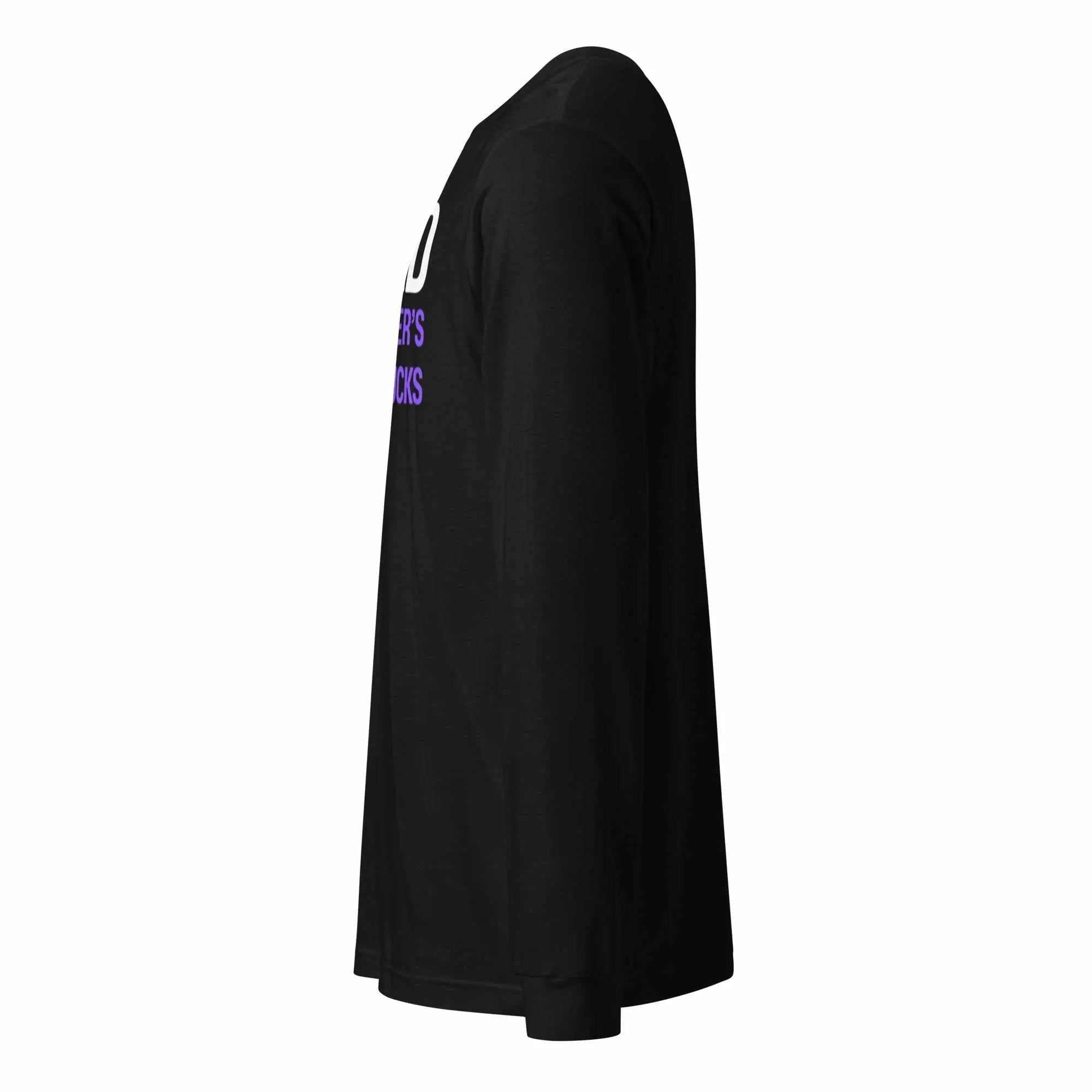Unisex I AM AD long sleeve T-shirt for Alzheimer's awareness, featuring bold text and awareness message, in natural fabric.