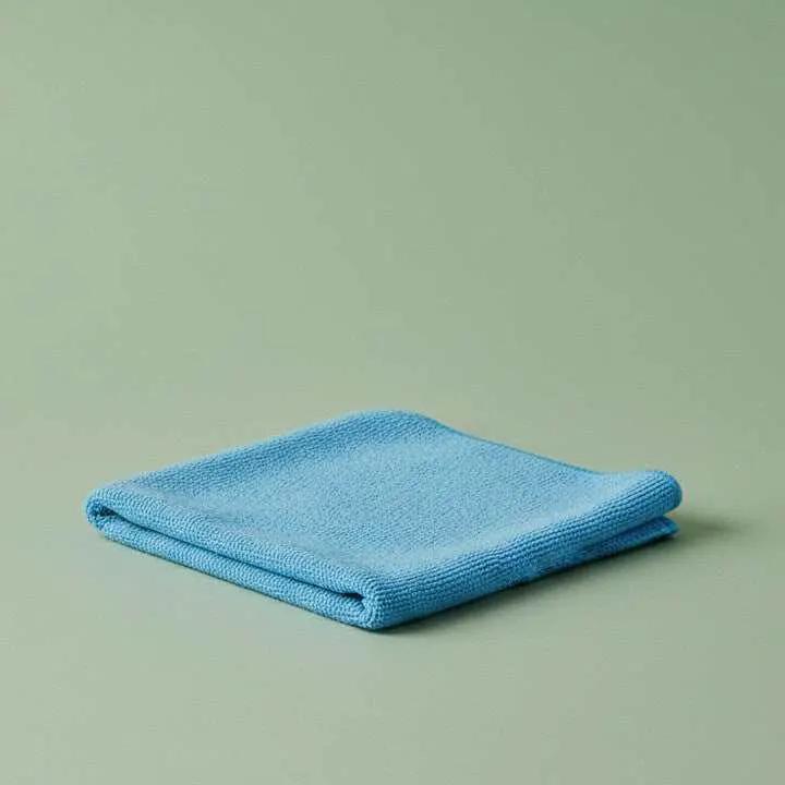 Blue microfiber cleaning cloths for kitchen use by Rifz Textiles Inc, 12x12 inches, pack of 20, ideal for caregiver cleaning tasks.