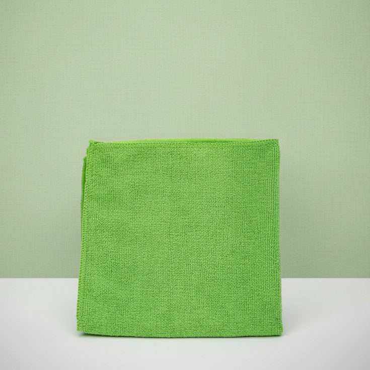 Folded lime green microfiber cleaning cloth for caregiver use