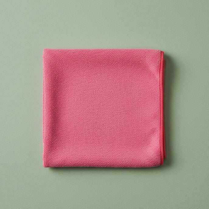 Pink microfiber cleaning cloth from Rifz Textiles Inc, ideal for caregiver use, measuring 12x12 inches, pack of 20 kitchen linens.