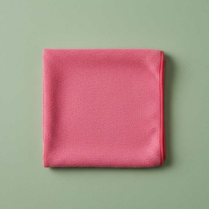 Pink microfiber cleaning cloth from Rifz Textiles Inc, ideal for caregiver use, measuring 12x12 inches, pack of 20 kitchen linens.