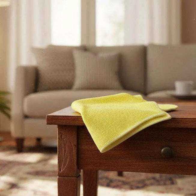 Yellow microfiber cleaning cloths for caregivers, 12x12 inches, from Rifz Textiles Inc, ideal for kitchen and surface cleaning.