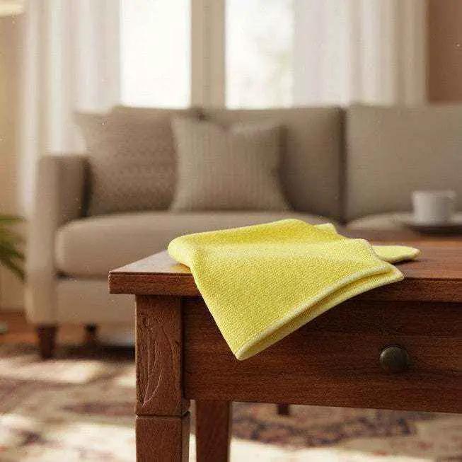 Yellow microfiber cleaning cloths for caregivers, 12x12 inches, from Rifz Textiles Inc, ideal for kitchen and surface cleaning.