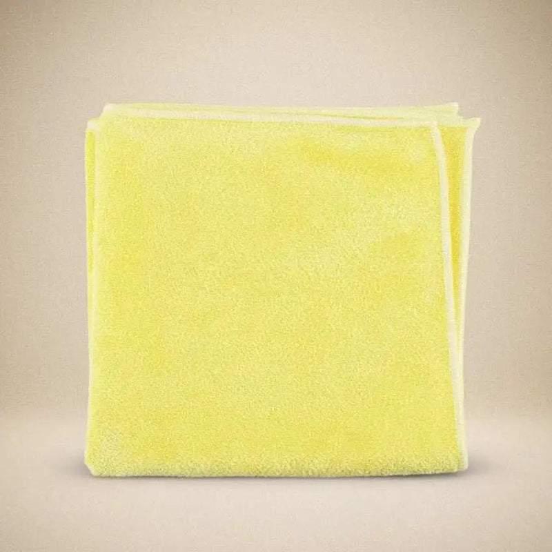 Yellow microfiber cleaning cloths for caregivers, 12x12 inches, by Rifz Textiles Inc, ideal for kitchen and surface cleaning.