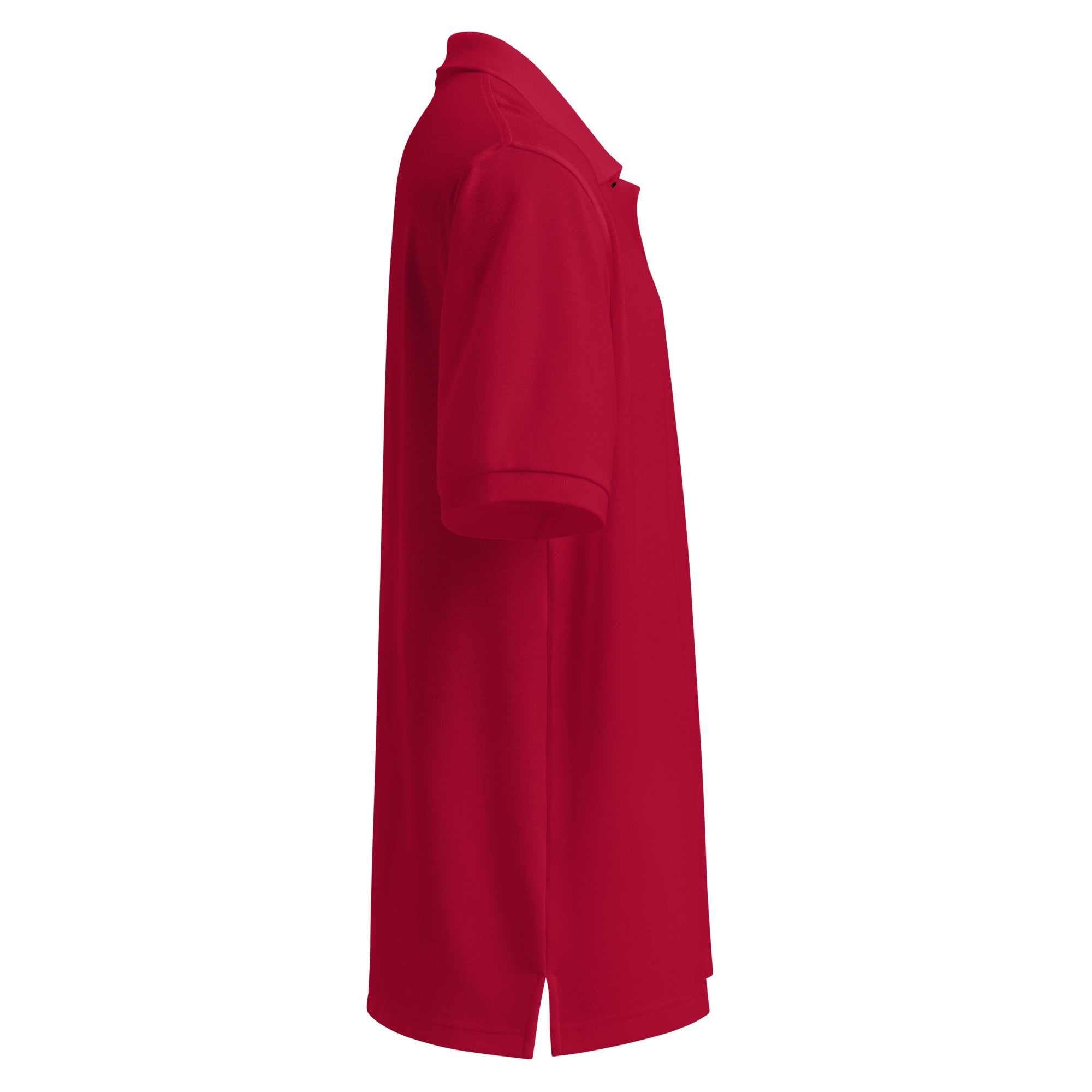 Side view of red Men's Premium Caregiver Polo shirt