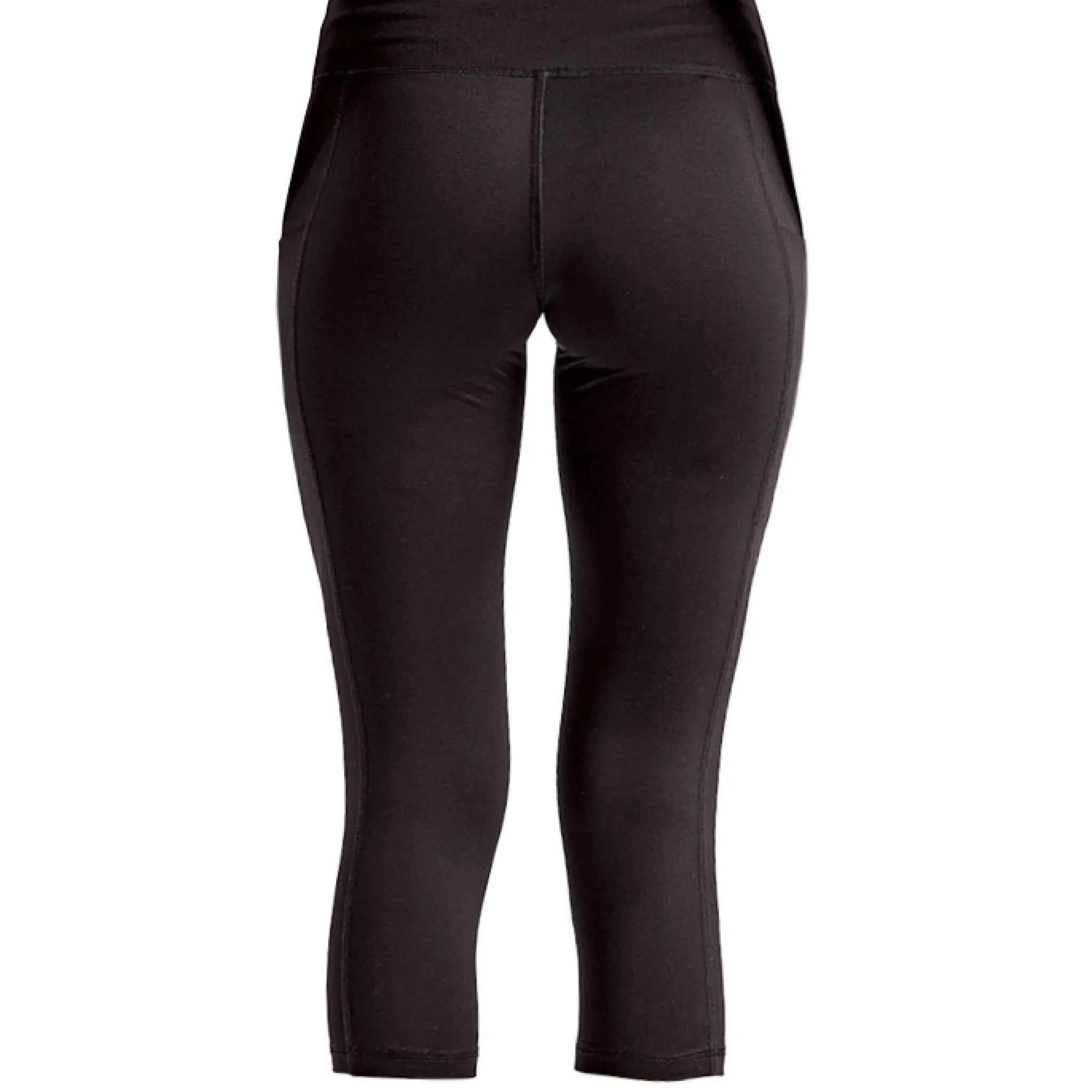 Back view of black End Alzheimer's TriDri three-quarter performance leggings
