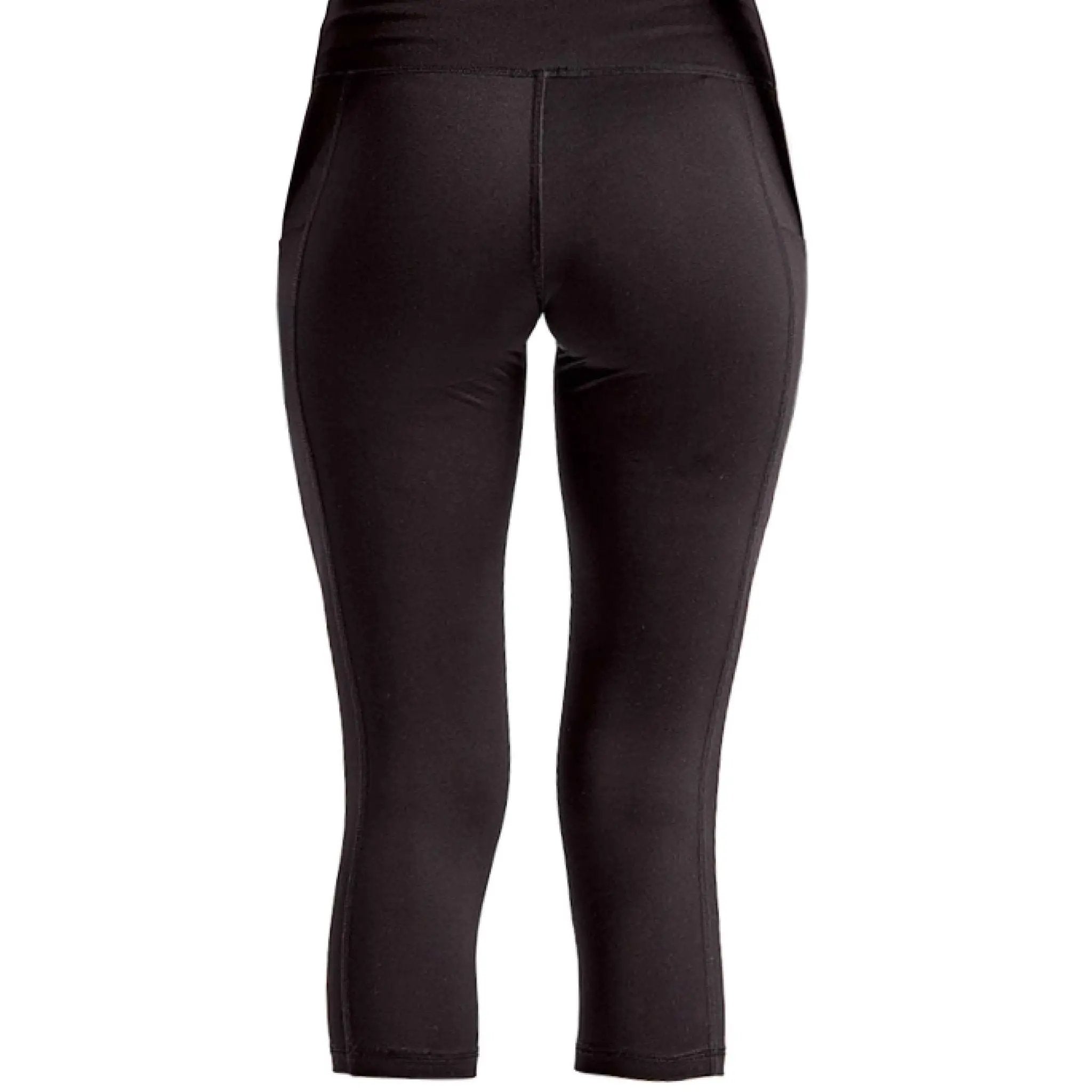 Greg's AZ Store End Alzheimer's TriDri women's three-quarter performance leggings featuring supportive, stylish black and gray design.