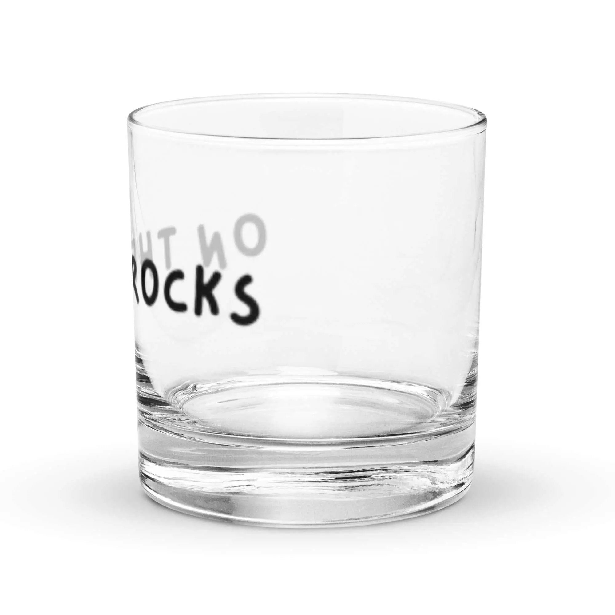 Clear on the rocks glass for cocktails, featuring a classic style with a sturdy base, ideal for whiskey or spirits.