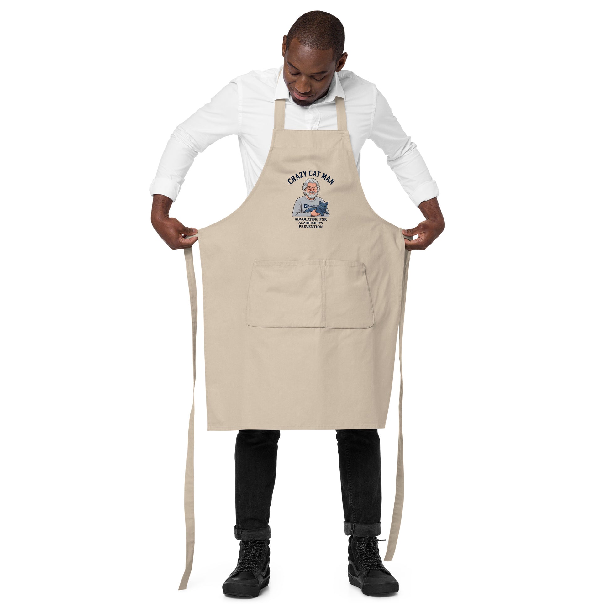 The Cat Man Signature Organic Cotton Apron for Alzheimer's Prevention and Caregiving-4