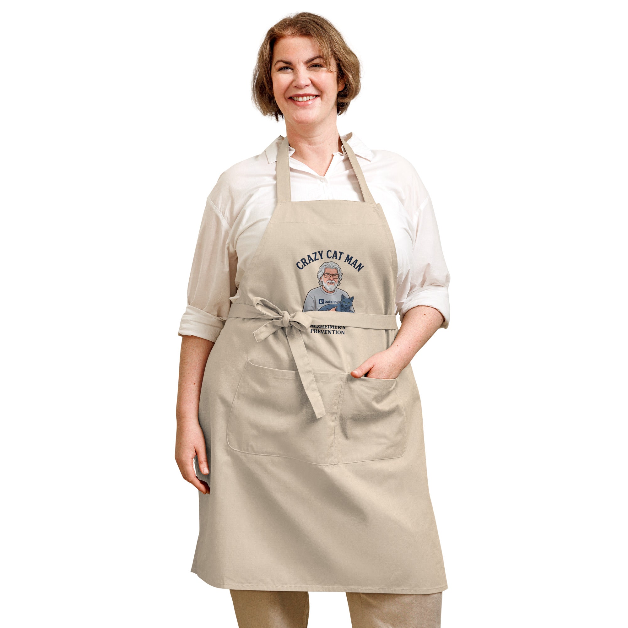 The Cat Man Signature Organic Cotton Apron for Alzheimer's Prevention and Caregiving