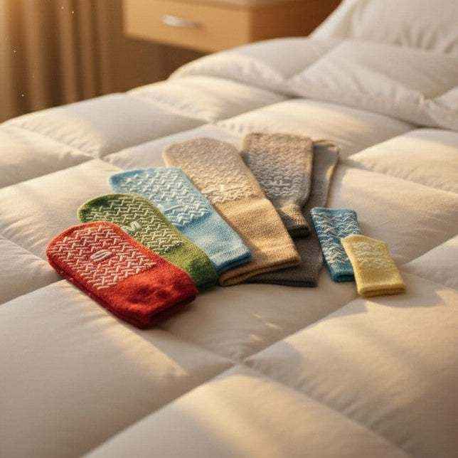 Red patient slipper sock from Rifz Textiles Inc, small size, single tread, designed for comfort and stability in healthcare settings.