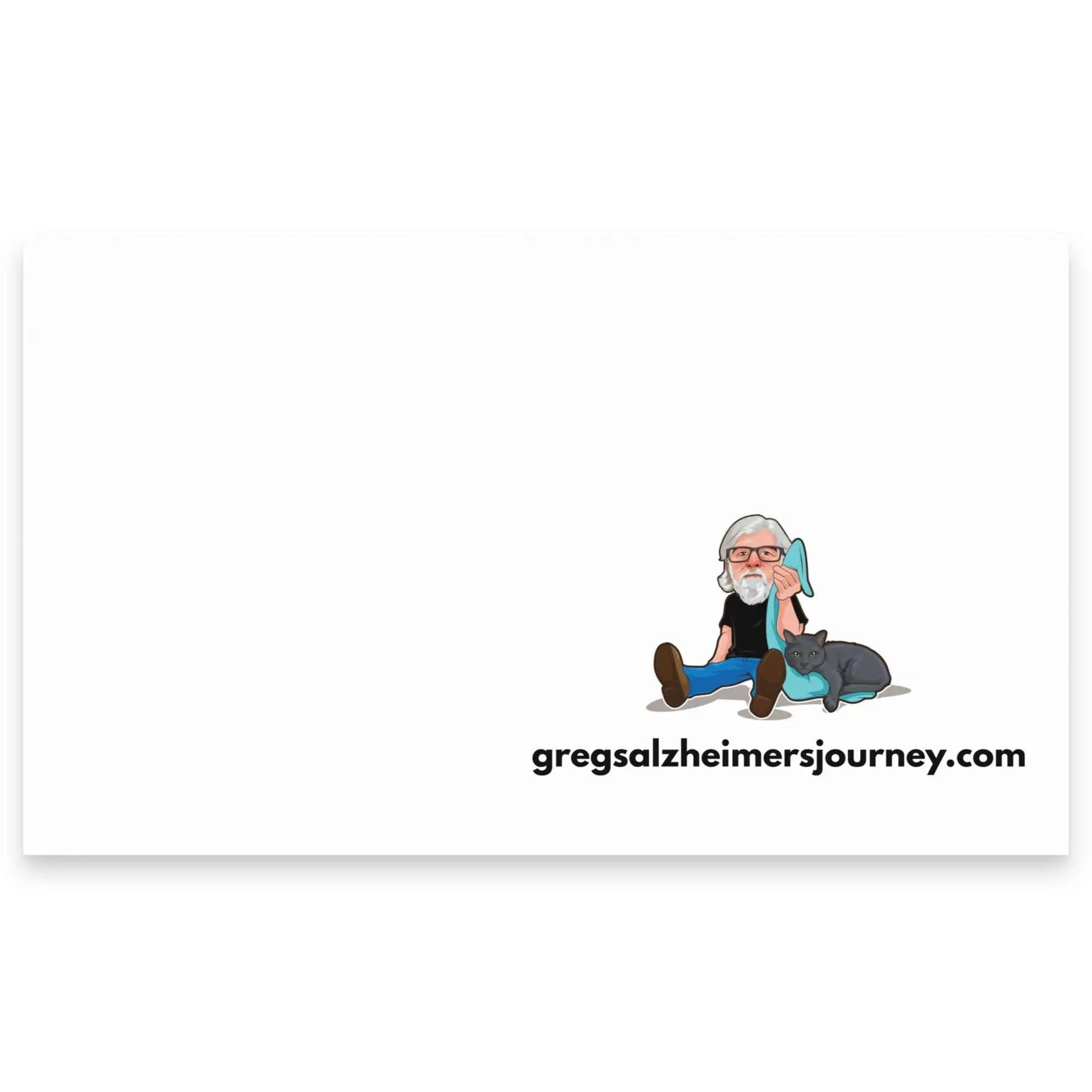 White Cat Man Alzheimer's note pad postcard from Greg's AZ Store with a 10x6 size and front view.