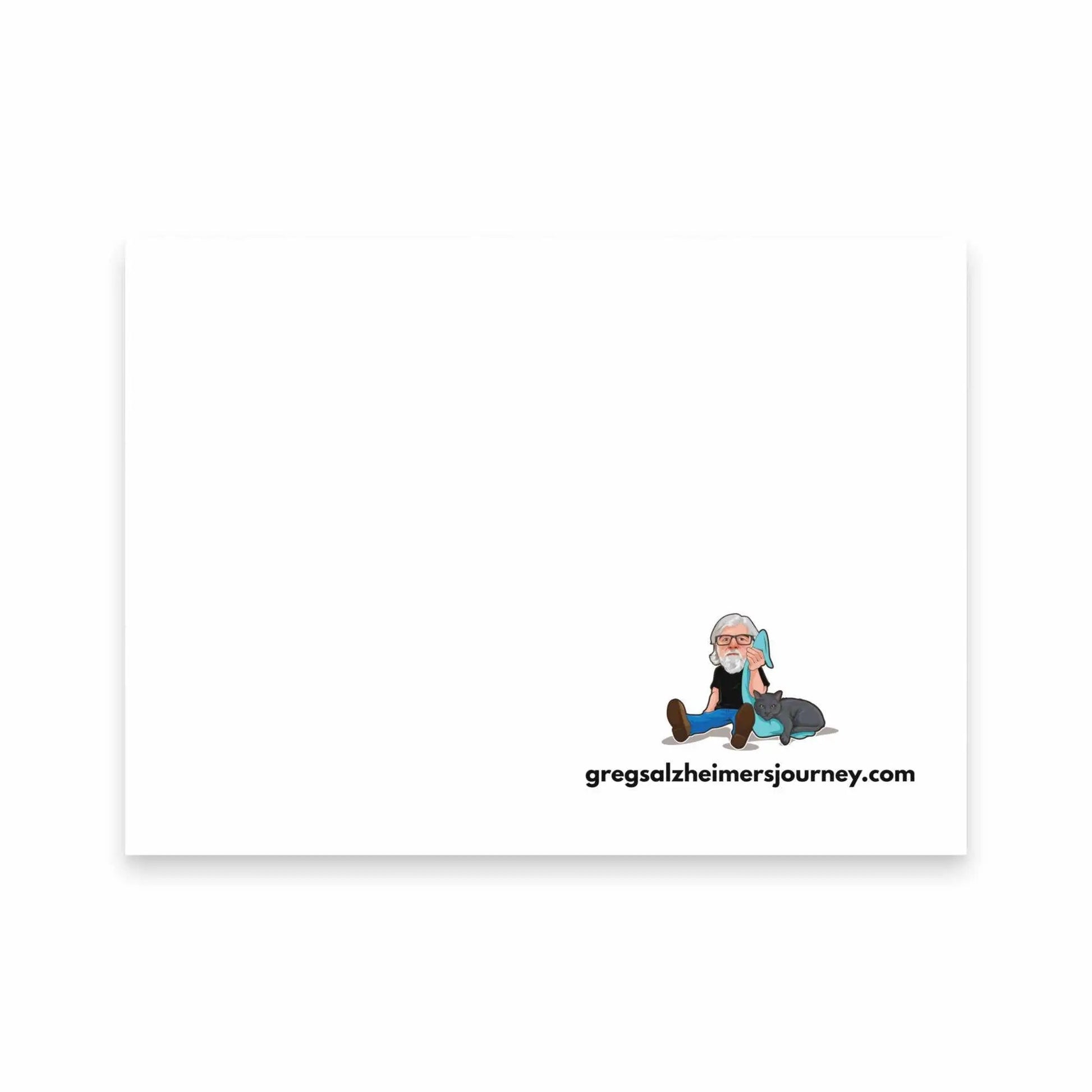 White Cat Man Alzheimer's note pad postcard by Greg's AZ Store featuring a 8x6-inch design on front.