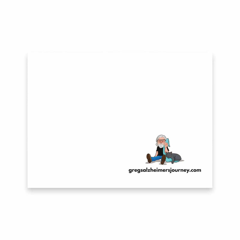 White Cat Man Alzheimer's note pad postcard by Greg's AZ Store featuring a 8x6-inch design on front.
